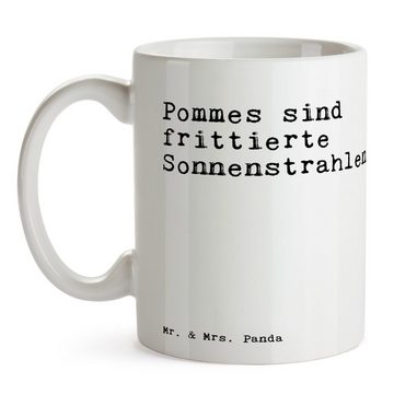 Mr. & Mrs. Panda Tasse Pommes sind frittierte Sonnenstrahlen!... - Weiß - Geschenk, Tasse, E, Keramik