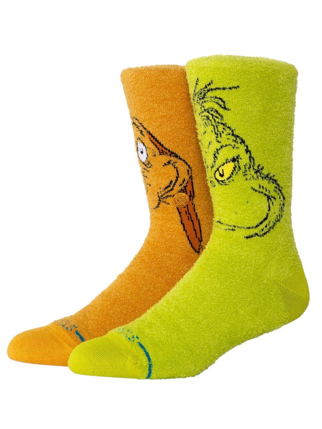 Stance Socken Tagessocke Grinch and Max Crew limegrün/orange - 1 Paar