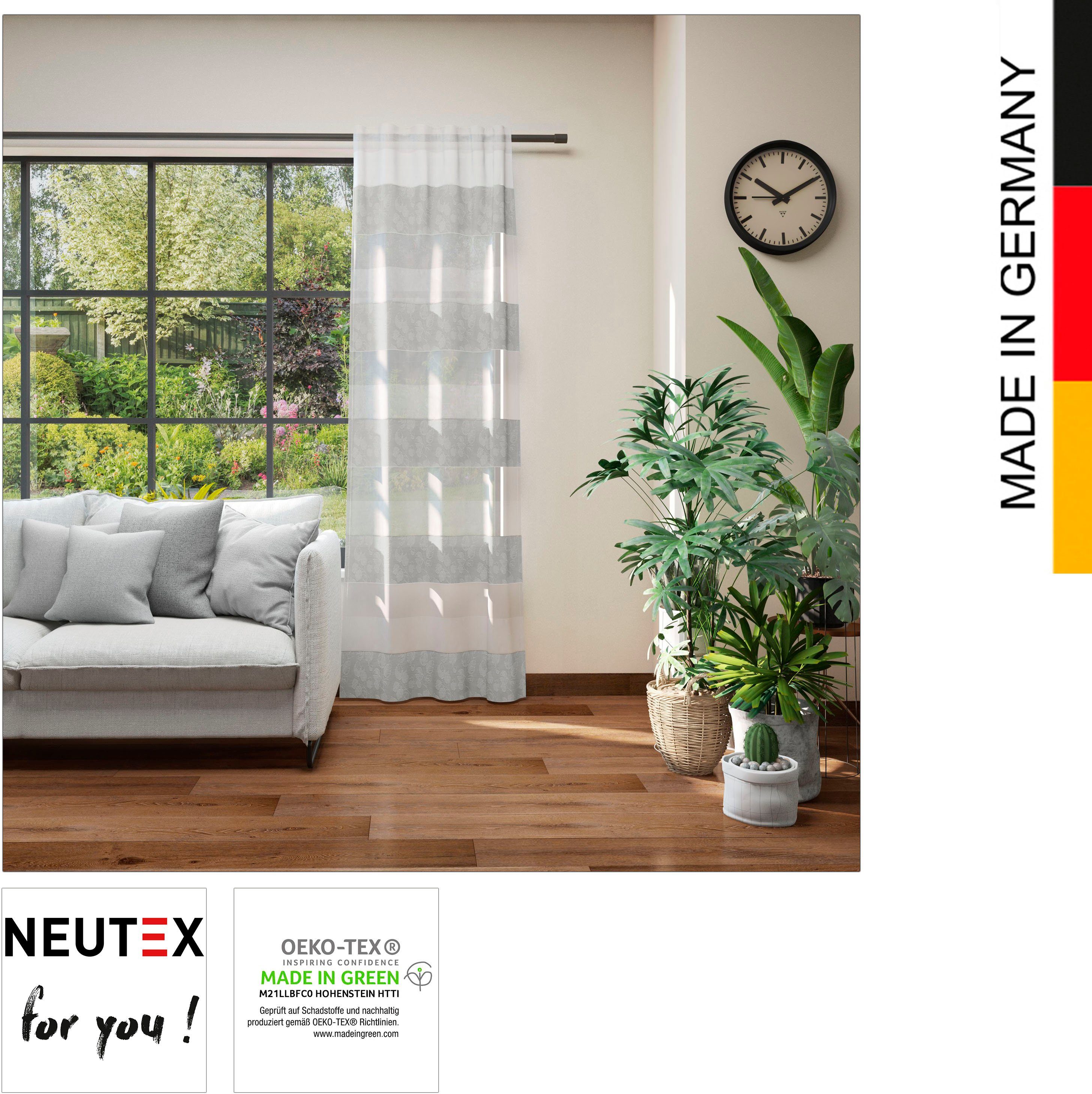 Vorhang Dorina, Neutex for (1 weichfließende grau halbtransparent, softe Multifunktionsband Dekoqualität St), you
