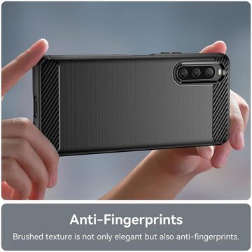 CoolGadget Handyhülle Carbon Handy Hülle für Sony Xperia 10 V 6,1 Zoll, robuste Telefonhülle Case Schutzhülle für Xperia 10 V 2023 Hülle