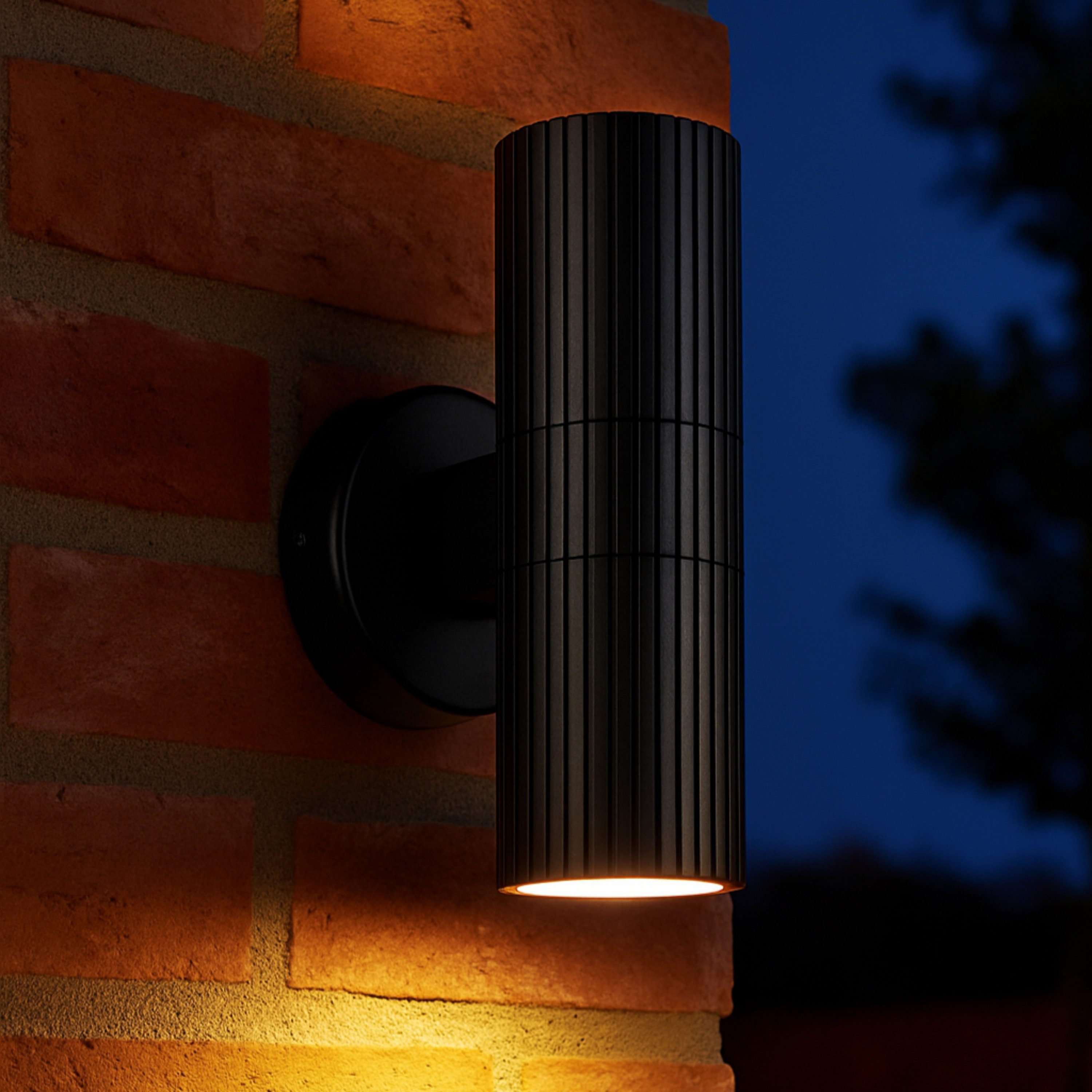 OTTO home Außen-Wandleuchte Kallina - Außenleuchte in schwarz, ohne Leuchtmittel, Up- & Down Light, GU10, IP44, Aluminium/Glas, Außenlampe, Wandlampe