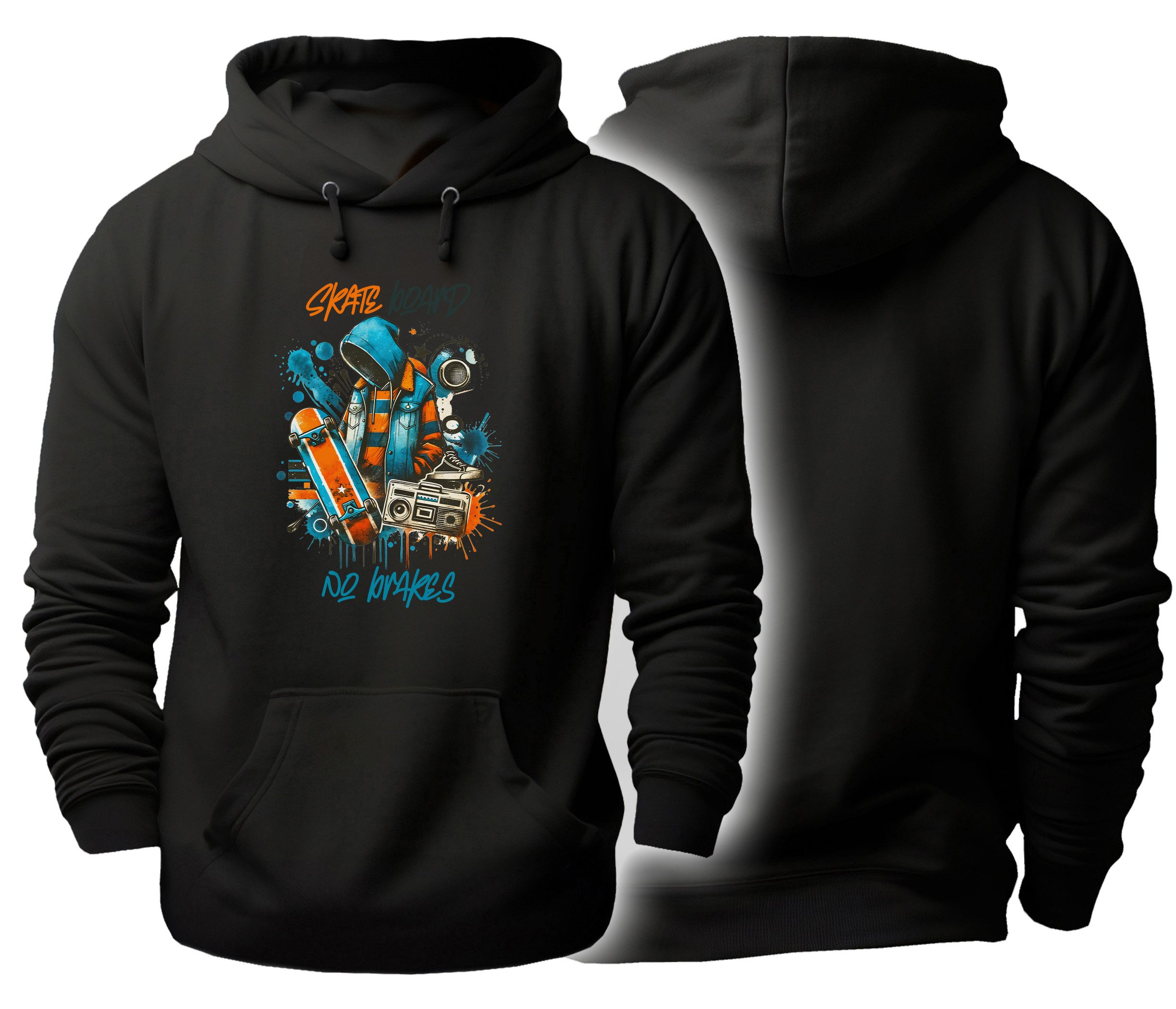 MyDesign24 Kapuzensweatshirt Herren und Damen Hoodie - No Brakes Skater Пуловеры i533