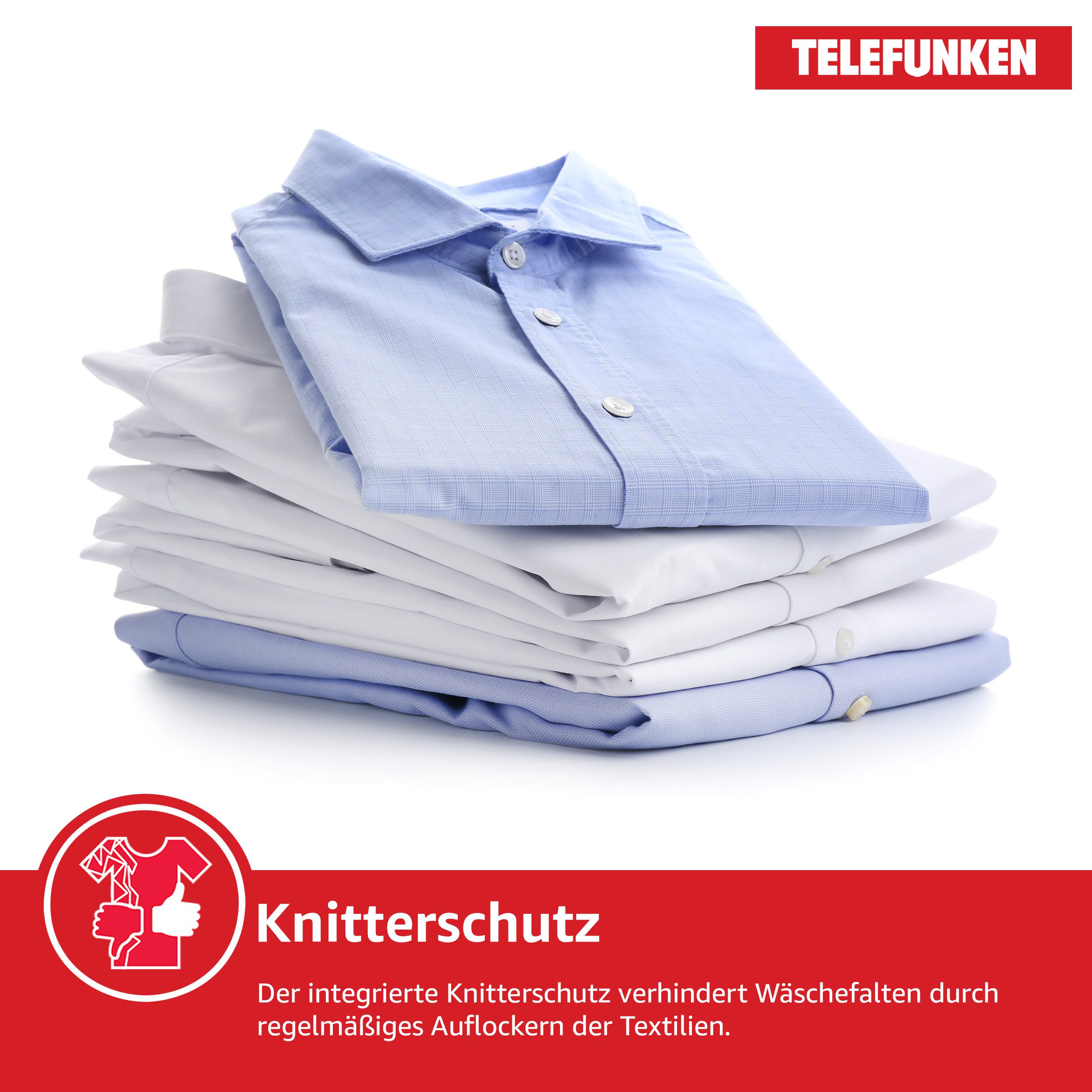 Telefunken Wärmepumpentrockner TWP7EW, 7kg Trockner mit Knitterschutz, Wäschetrockner mit 15 Programmen, weiß