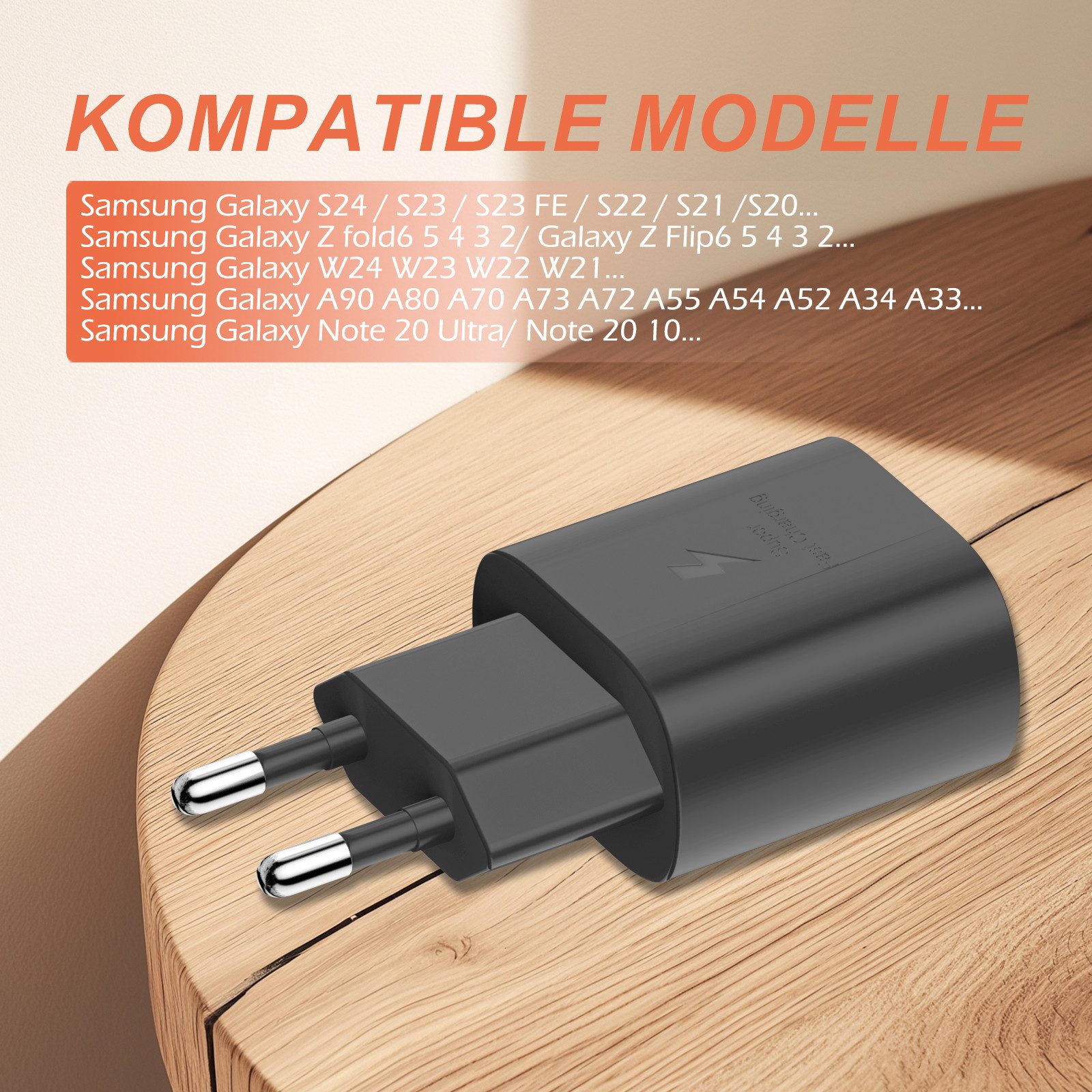 DESUO 25W USB C Schnell Ladegerät für Samsung A16 A56 A55 A54 A53 S23 S22 USB-Ladegerät (für Samsung Galaxy A90 A80 A72 A71 A70 A51 A54 A52s A33 A13)