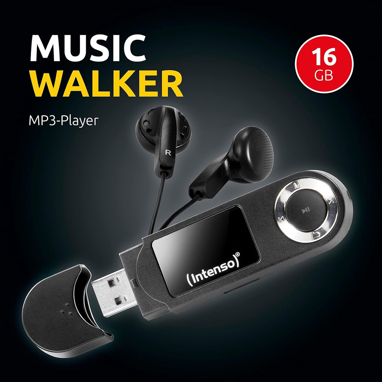 Intenso Music Walker schwarz 16 GB MP3-Player Fitness Media Player