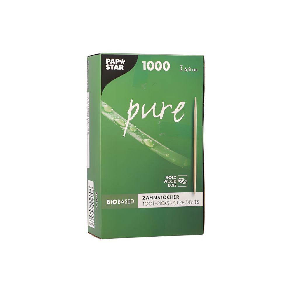 PAPSTAR Zahnstocherspender Zahnstocher, Holz pure rund 6,8 cm 1000 Stk