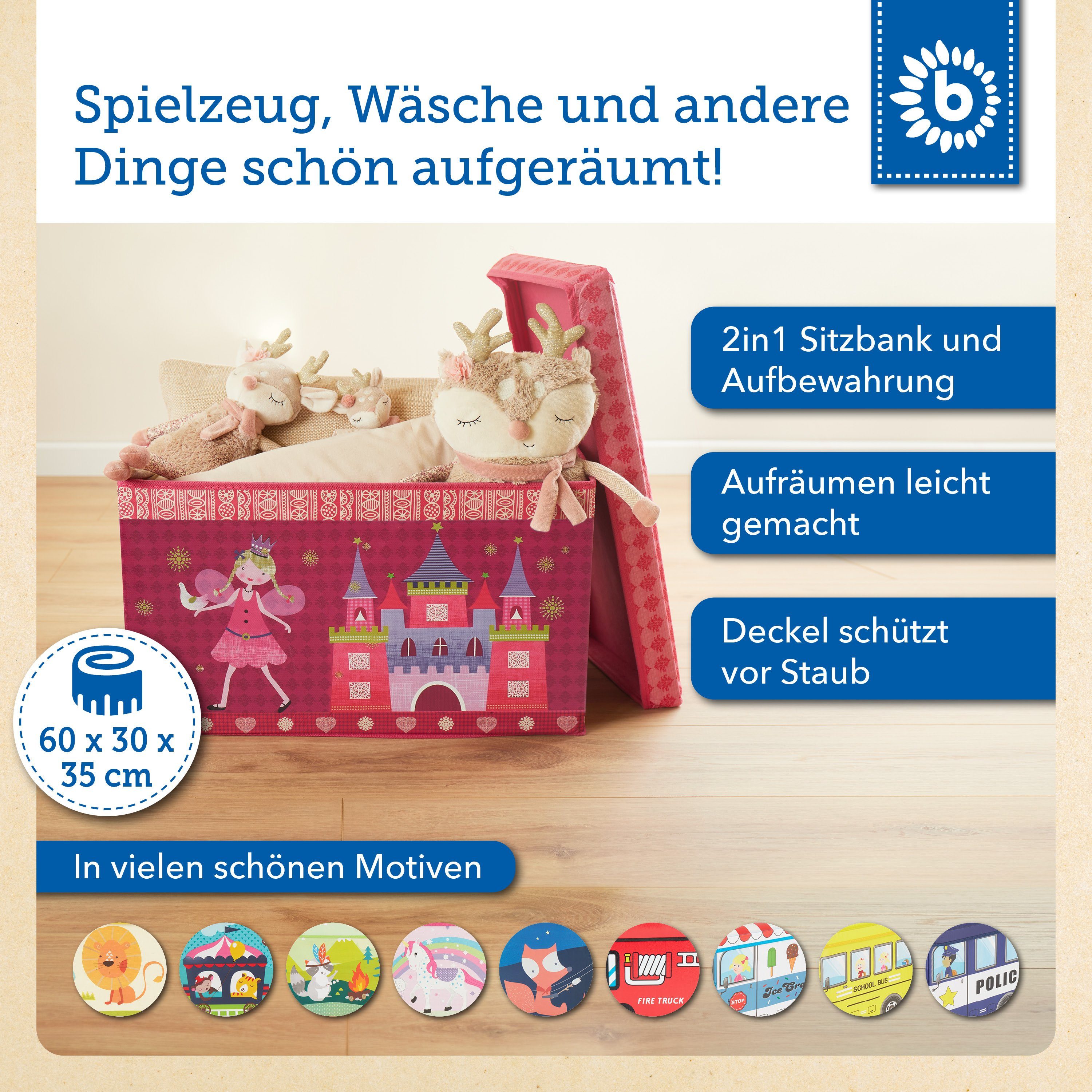 BIECO Spielzeugtruhe Bieco Kinder Aufbewahrungsbox mit Deckel 60L, faltbar günstig online kaufen