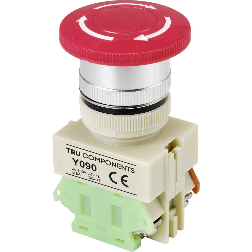 Schalter TRU COMPONENTS Y090 Not-Aus-Schalter 5 A 1 Öffner IP40 1 St.