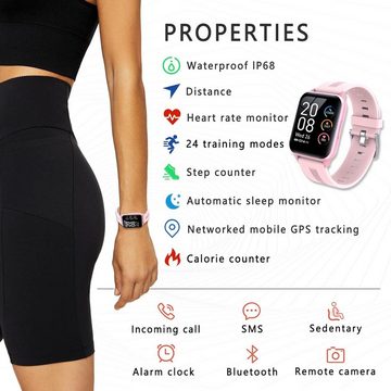 SUPBRO Smartwatch (1,69 Zoll, Andriod iOS), Fitness Armband Tracker Touch Screen Uhr Wasserdicht IP68 Armbanduhr