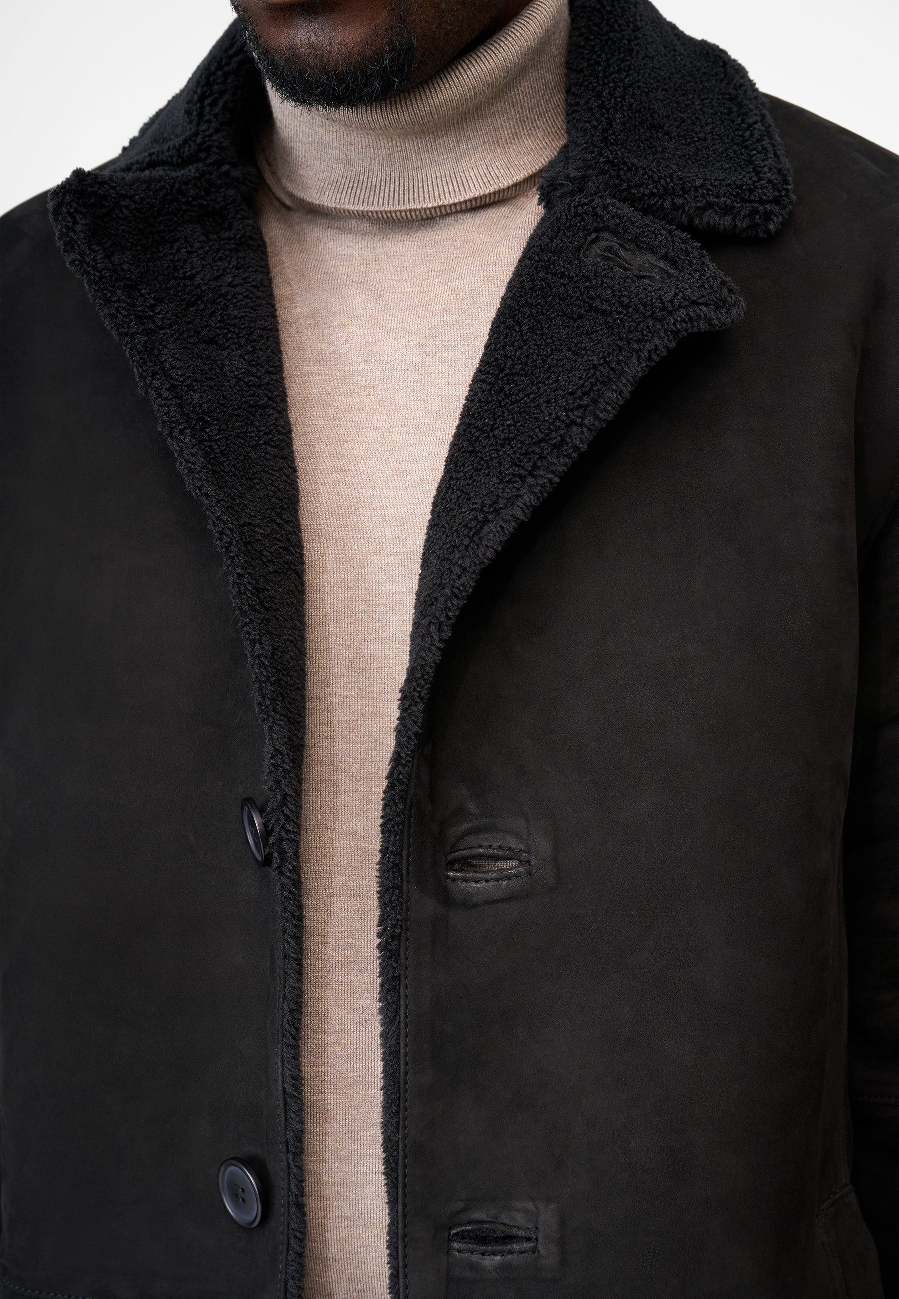 RICANO Ledermantel Leandro 100 % Lamm Velour Leder – samtig-weich & hochwertig