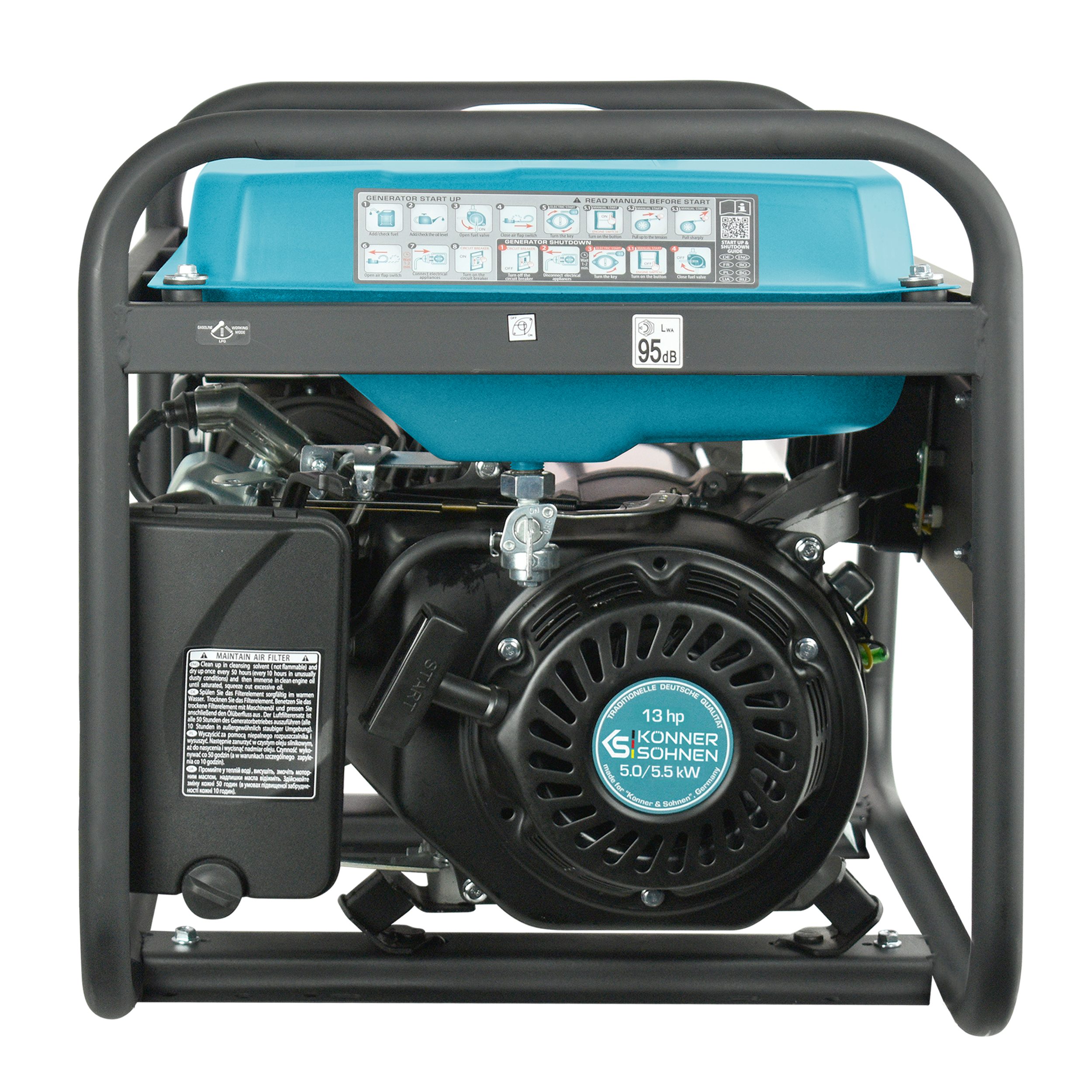 Söhnen kW, Automatischer 7000, KS & in Könner Spannungsregler, 1–Zylinder, Stromerzeuger mit (Benzin 1-tlg), 5,50 4–Takt Luftkühlung, Anzeige