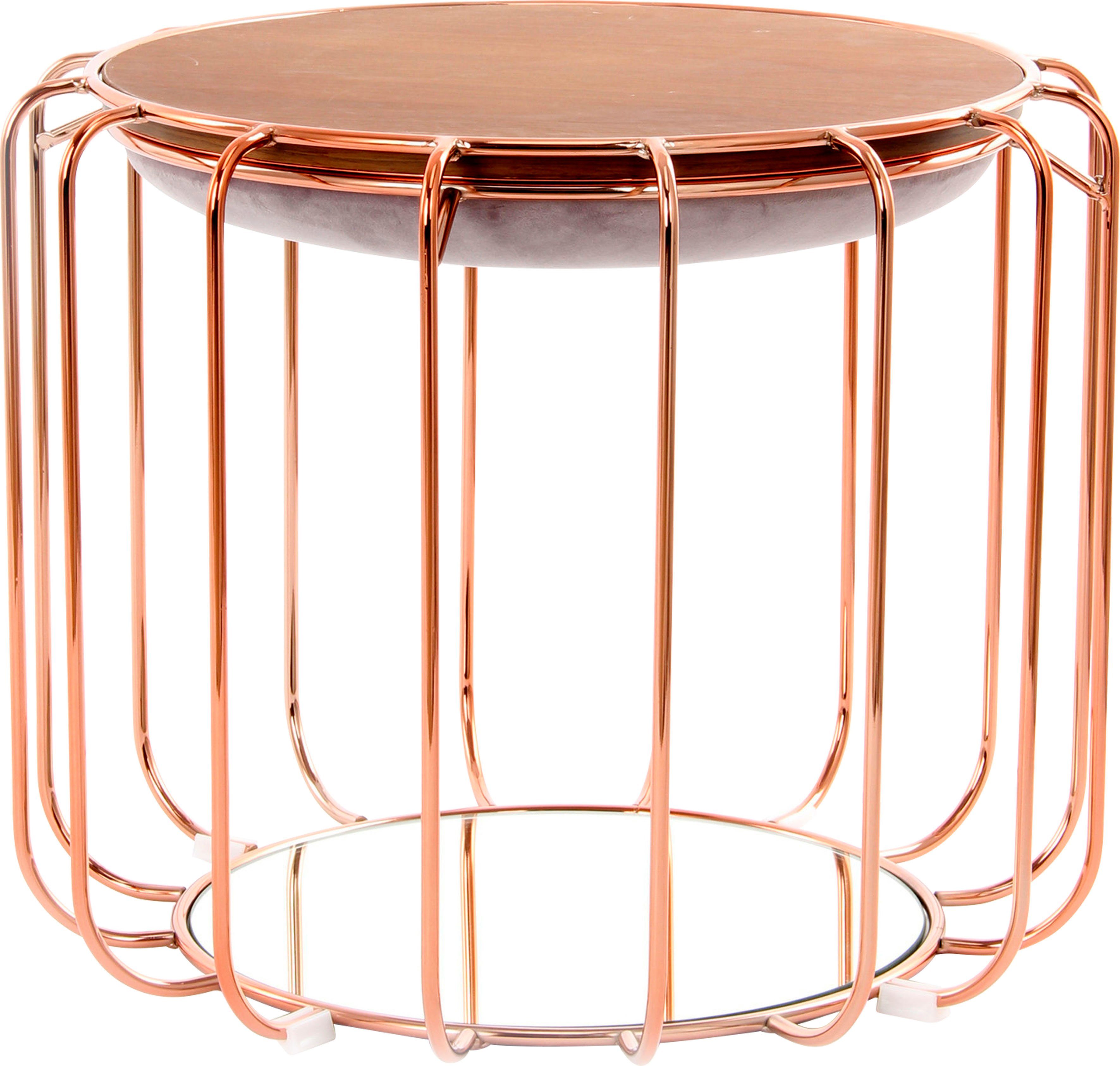 Kayoom Beistelltisch Beistelltisch / Pouf Comfortable 110, praktisch umzuwandeln in Tisch oder Hocker, mit Spiegelglas hellviolett | rosé