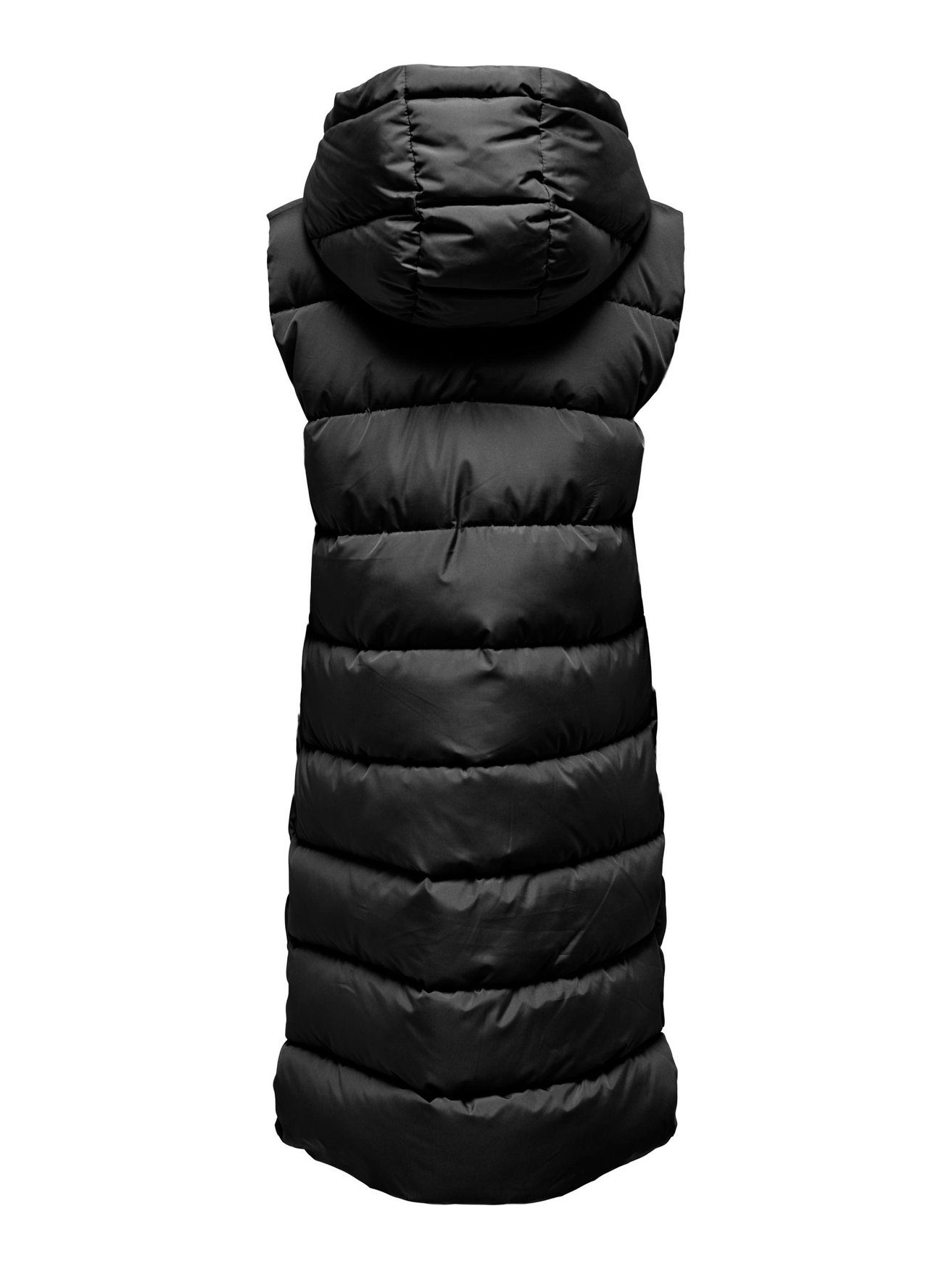 JACQUELINE de YONG 6401 Lange Steppweste Schwarz-2 Steppweste JDYVISKAS Puffer Kapuze mit in