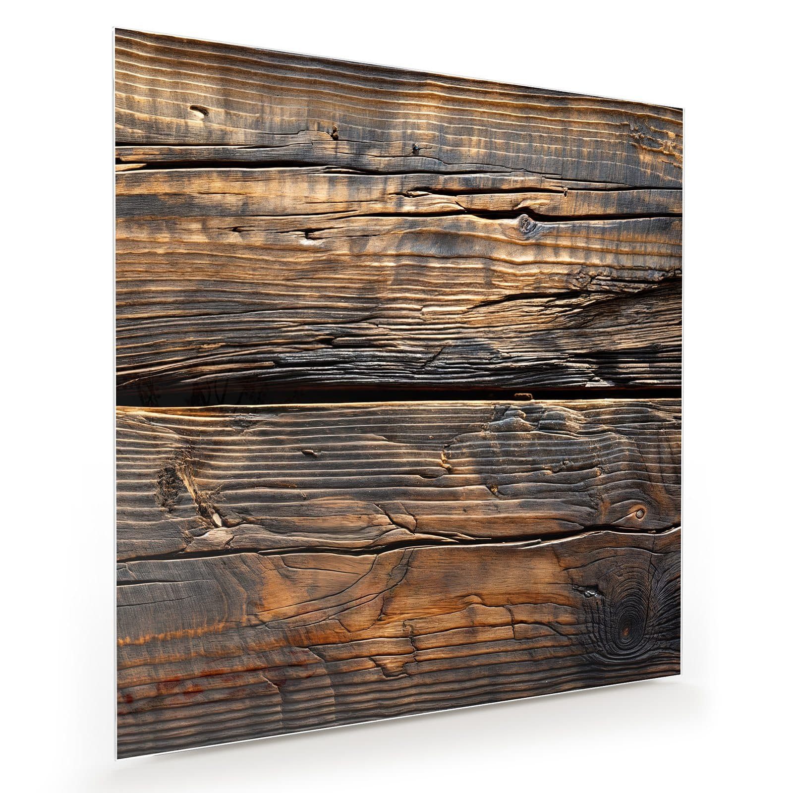 Primedeco Glasbild Wandbild Quadratisch Holztextur Altholz mit Aufhängung, Holz (21 verschiedene Größen, 1 St), Elegante Aufhängung