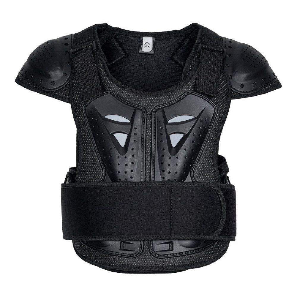 FunSport-Factory Protektorenweste Protektorenweste Kinder Jugend Body Protector Schwarz, Hartschale, atmungsaktiv, verstellbar, flexibler Rücken
