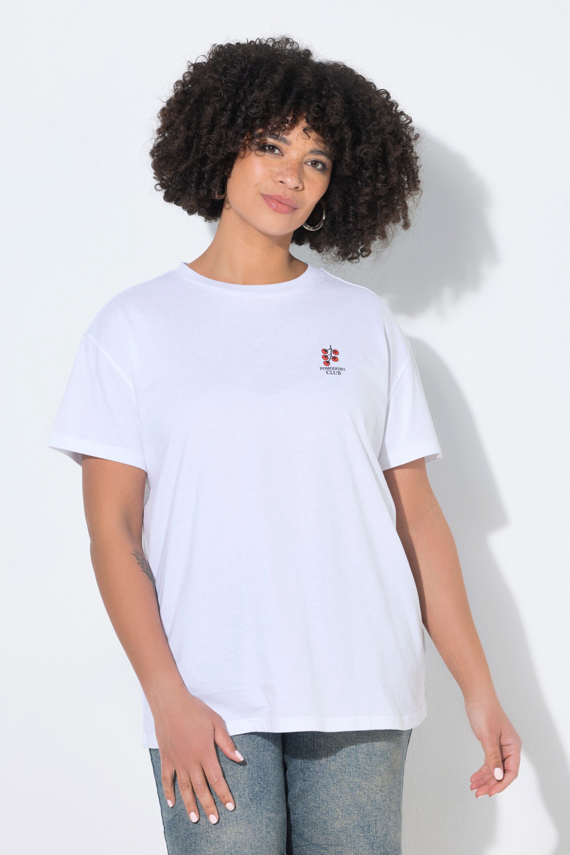 T-Shirt T-Shirt Boxy Fit Tomaten Schriftzug Halbarm