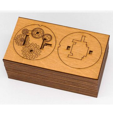 iDventure Spiel, Puzzlebox Kryptos - Bausatz aus Holz - transportabler Tresor für Geheimbotschaften