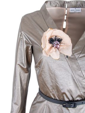 RUA & RUA Midikleid Asymmetrisches Kleid aus Lame Seide mit Blumenapplikation (1-tlg)