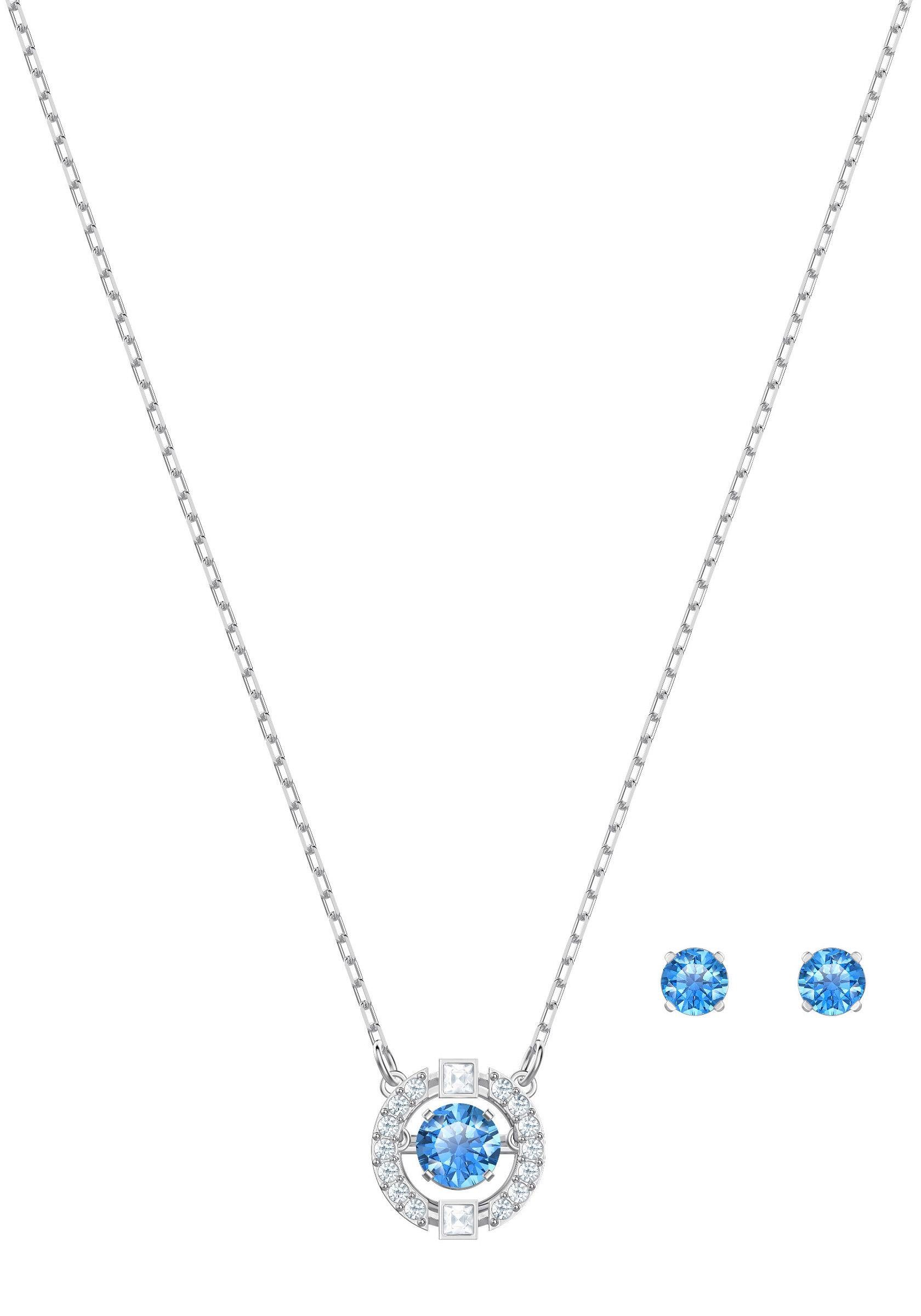 blau, und Ketten Dance Swarovski 5480485 Set Swarovski® Sparkling Round, 3-tlg), mit Kristallen rhodiniert, Ohrring (Set,