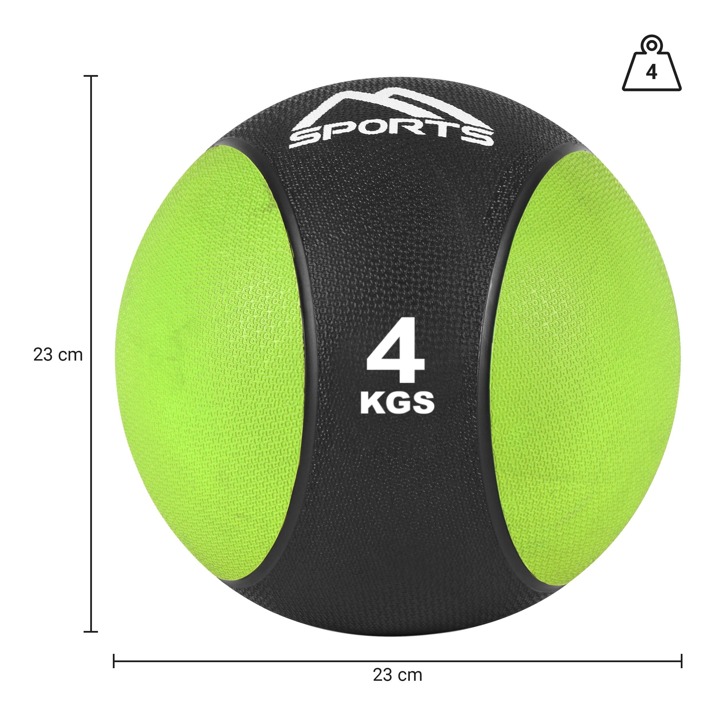 MSports® 1 Grün – kg 4 Medizinball inkl. Übungsposter 10 kg - Medizinball –