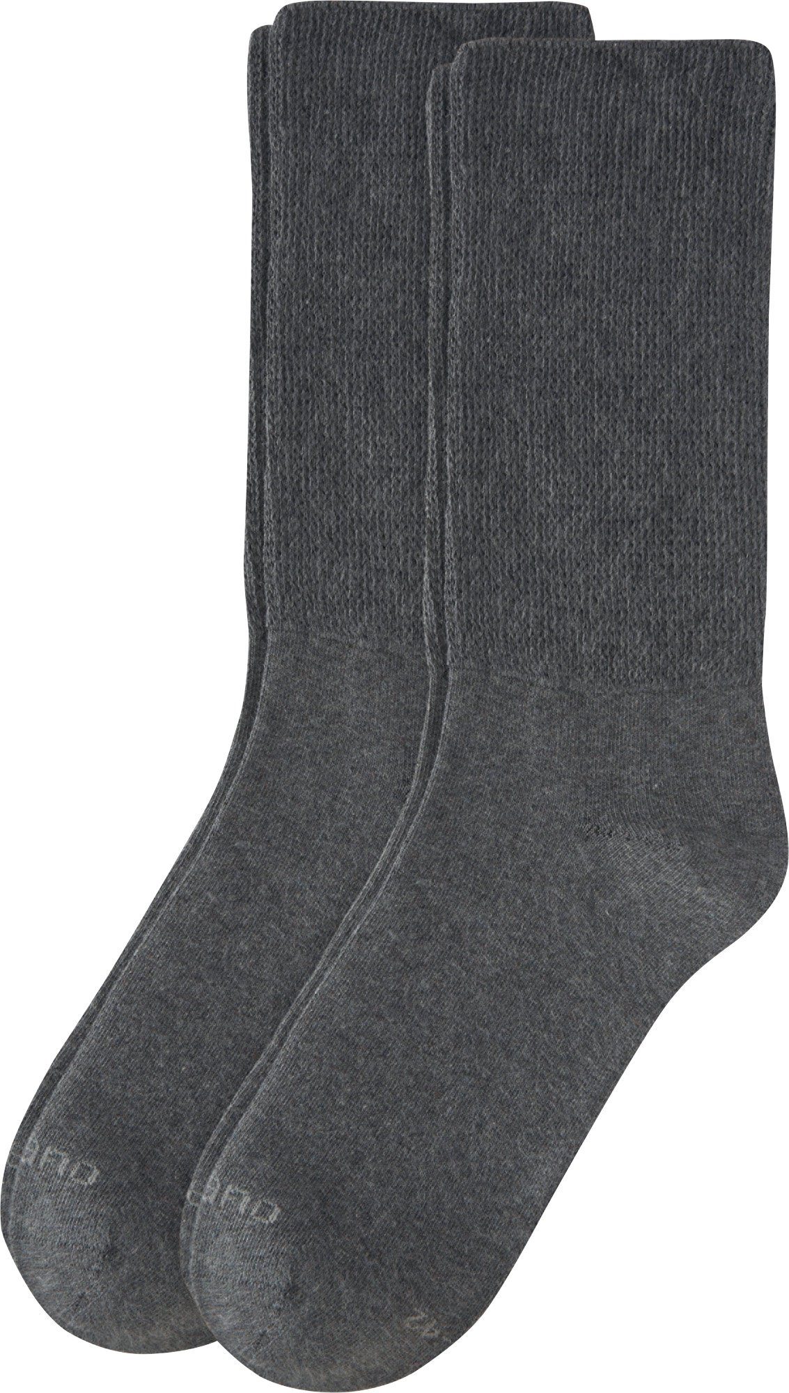 Camano Socken Unisex-Socken 2 Paar mit Softbund Uni grau meliert