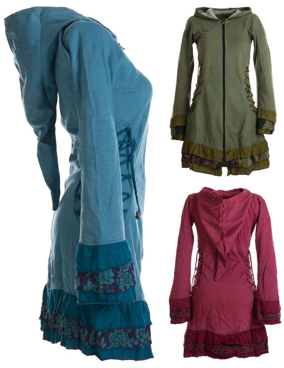 Vishes Langjacke Elfenmantel mit Zipfelkapuze, Rüschen zum Schnüren Boho, H günstig online kaufen