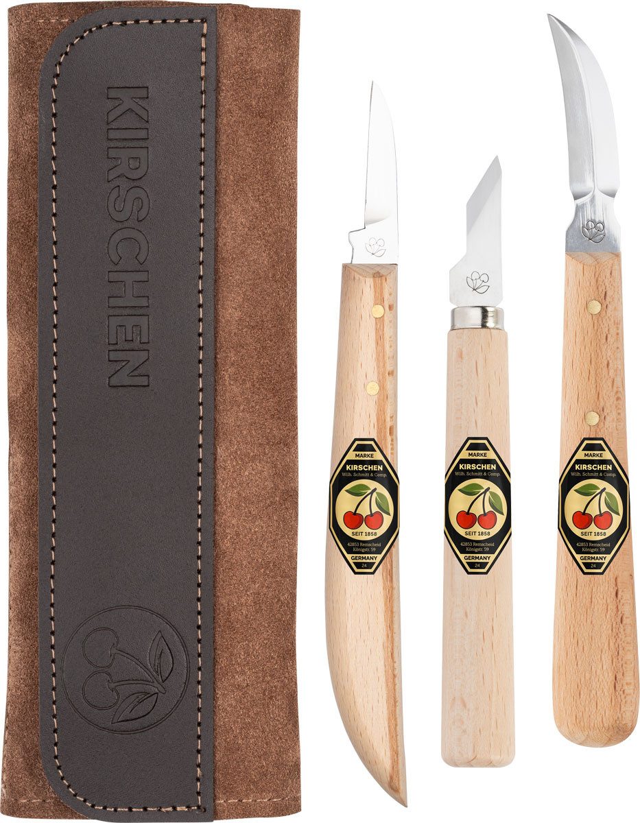 Stechbeitel KIRSCHEN Schnitzmessersatz in Ledertasche 3-tlg. 3307000