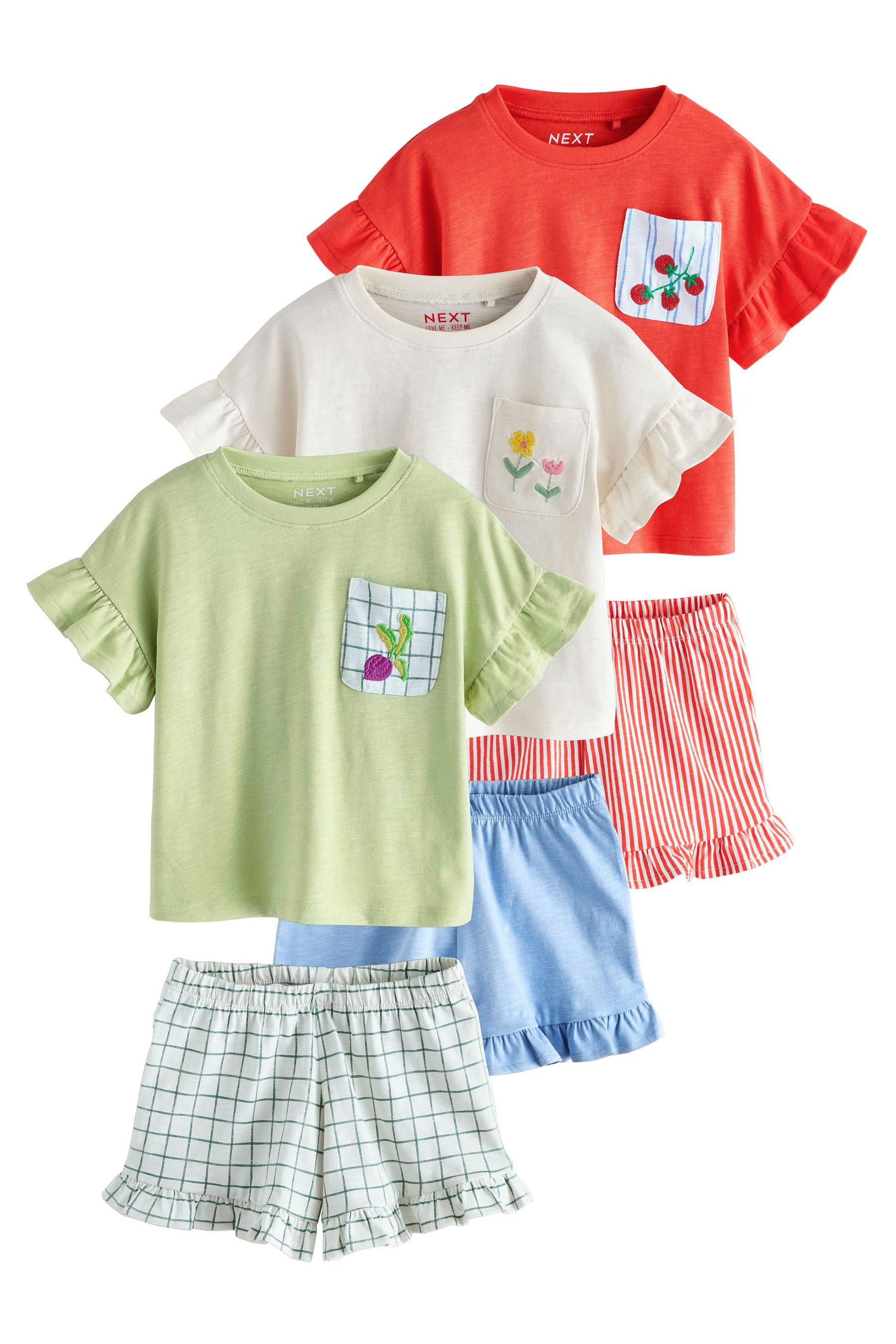 T-Shirt & Shorts Oberteil und Shorts, 3-er Pack