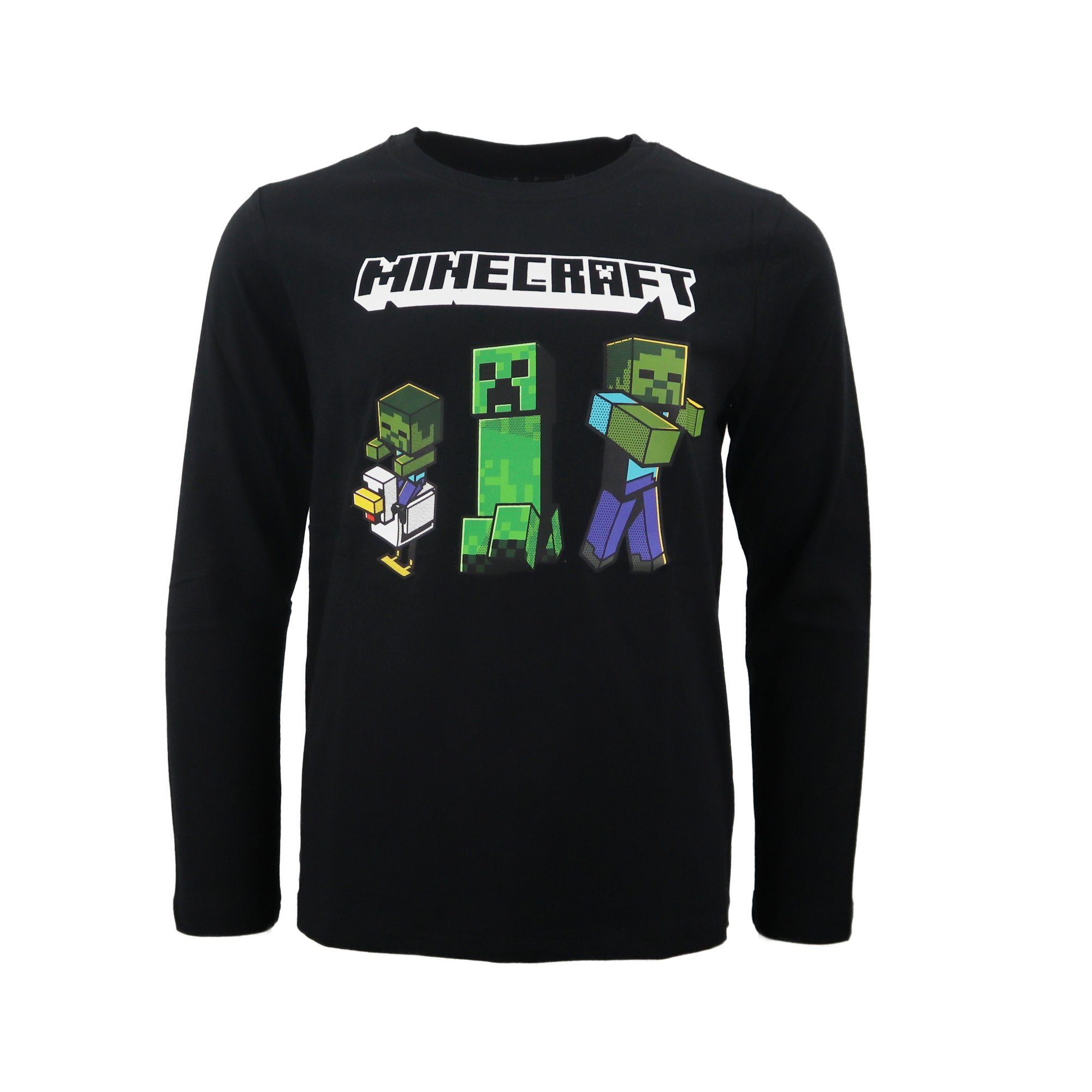Minecraft Langarmshirt Minecraft Creeper Zombie Jungen Kinder Shirt 100% Baumwolle