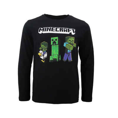 Minecraft Langarmshirt »Minecraft Creeper Zombie Jungen Kinder Shirt« Gr. 128 bis 152, 100% Baumwolle