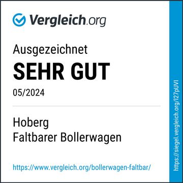 Hoberg Bollerwagen inkl. Dach Getränkehalte & Tasche, inkl. Kühltasche Transportkarre 80kg faltbar