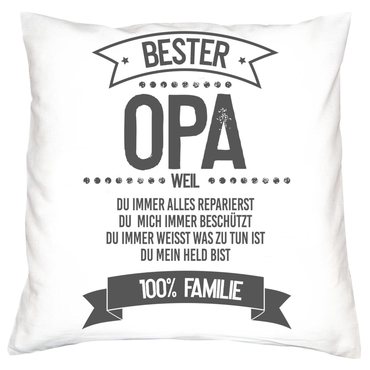 Großvater für Kissen Opa, Soreso® Urkunde Bester Opa den Weltbesten & Opa Vatertagsgeschenk weil Dekokissen