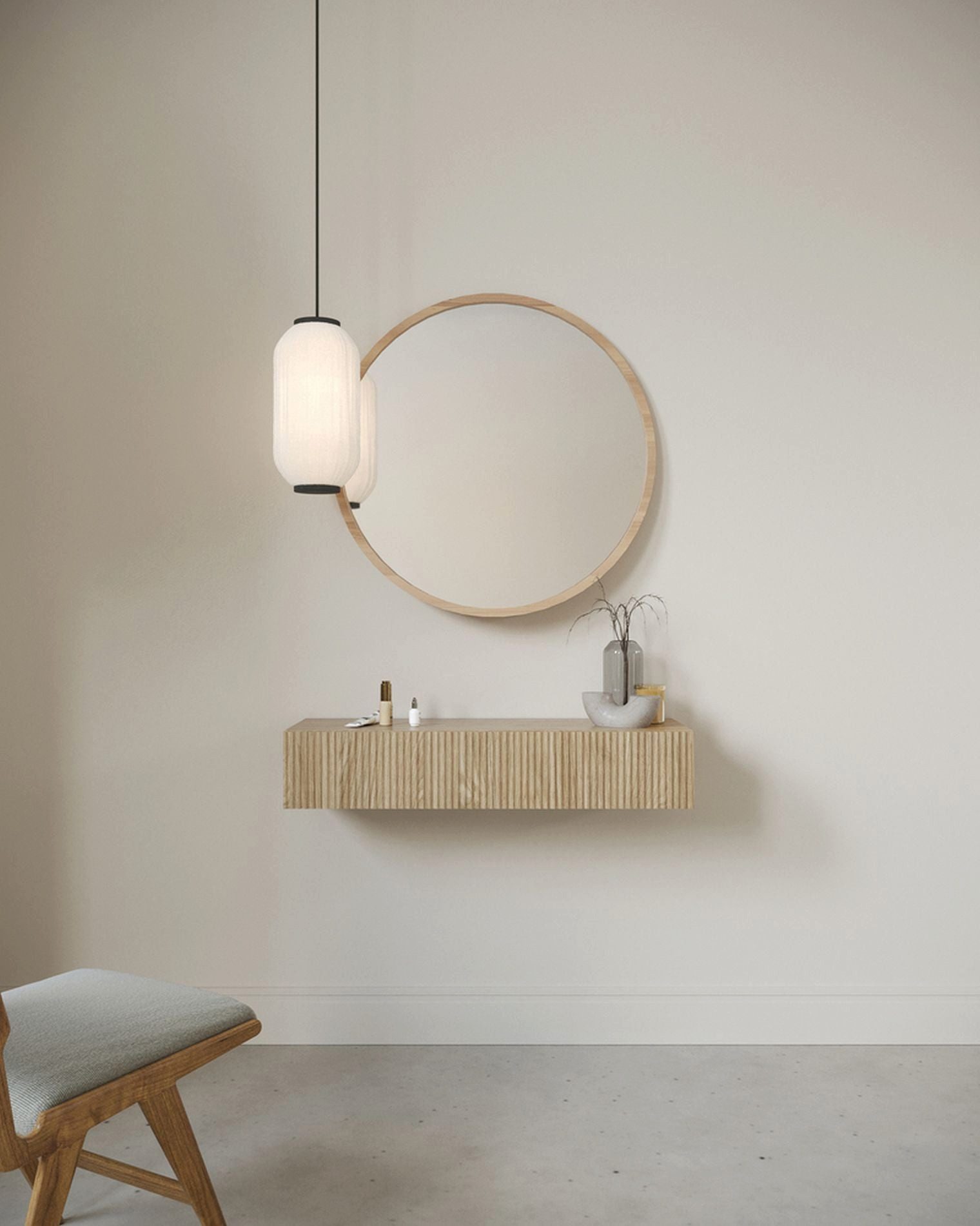 Selsey Konsolentisch NOLIE, hängend mit Schublade und geriffelter Front, 90 cm