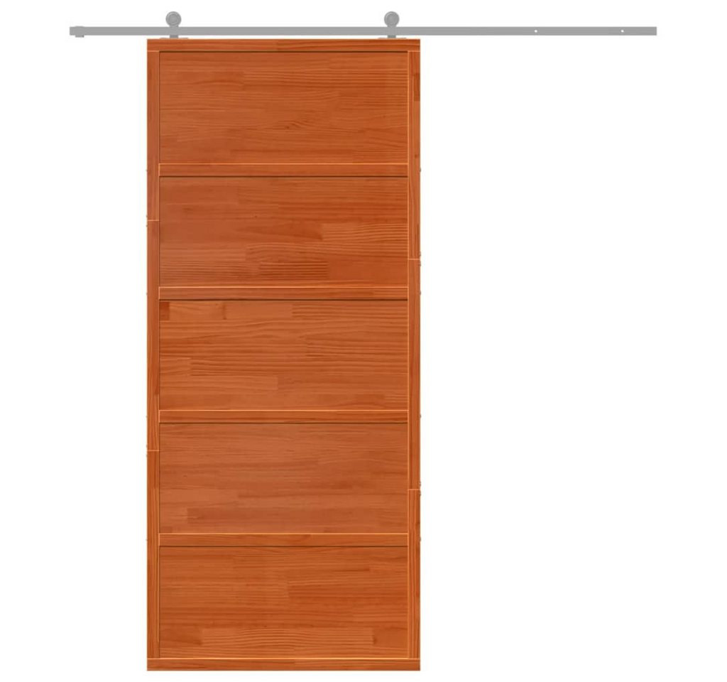 Thumbnail - vidaXL Schiebetür Scheunentür Wachsbraun 90x208 cm Massivholz Kiefer (1-St)