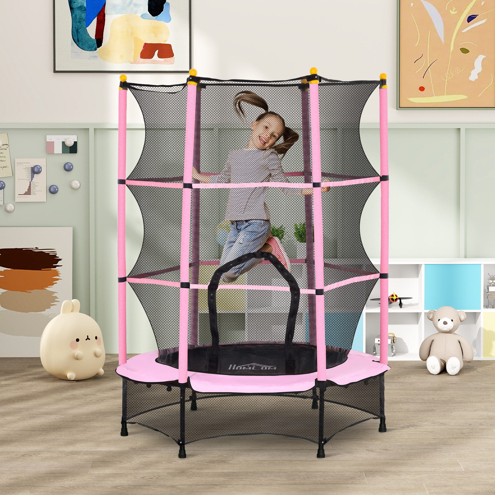 HOMCOM Kindertrampolin Ø140 cm, mit Sicherheitsnetz, günstig online kaufen