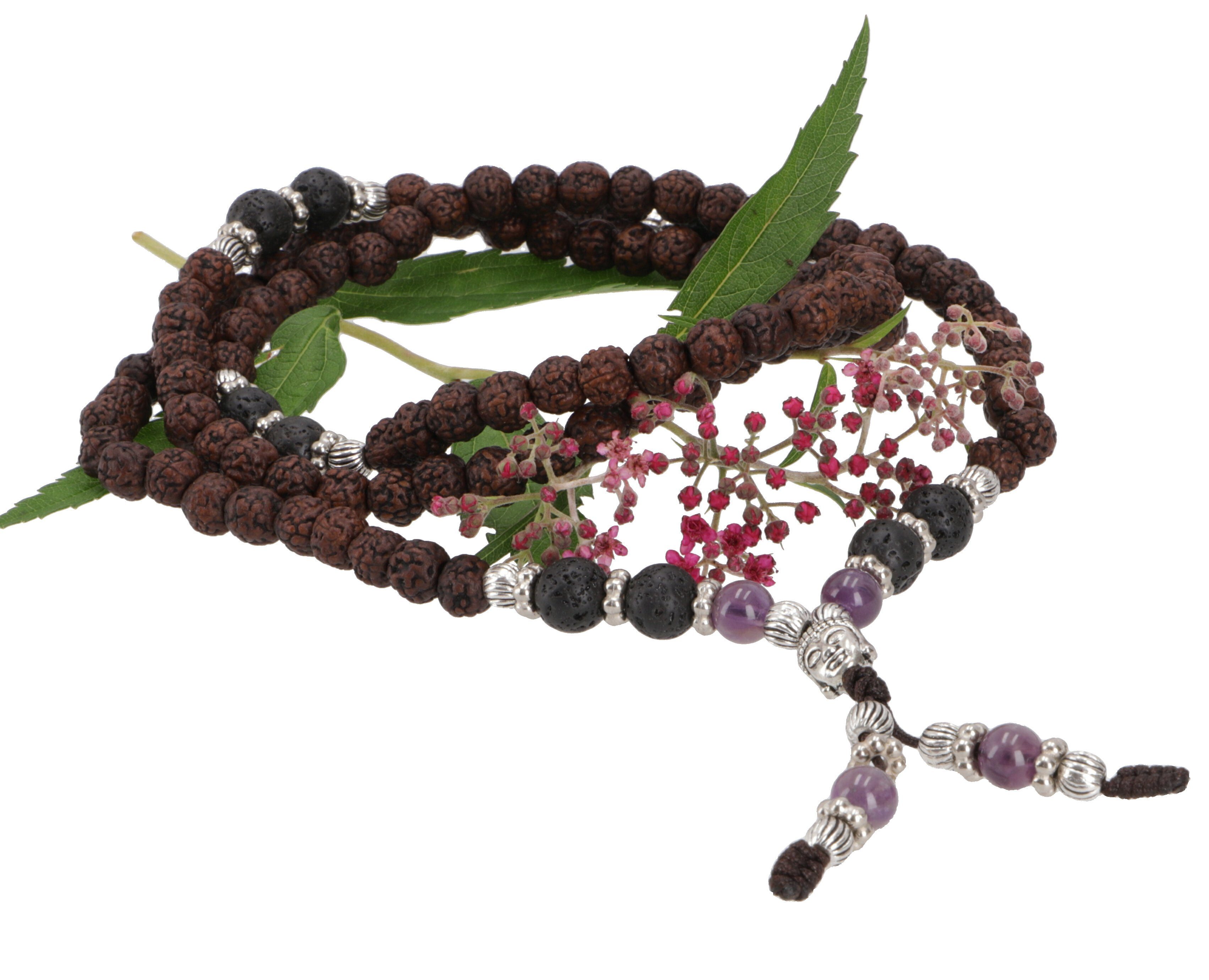 Perlenkette Japa Mala, tibetische Rudraksha Gebetskette,..