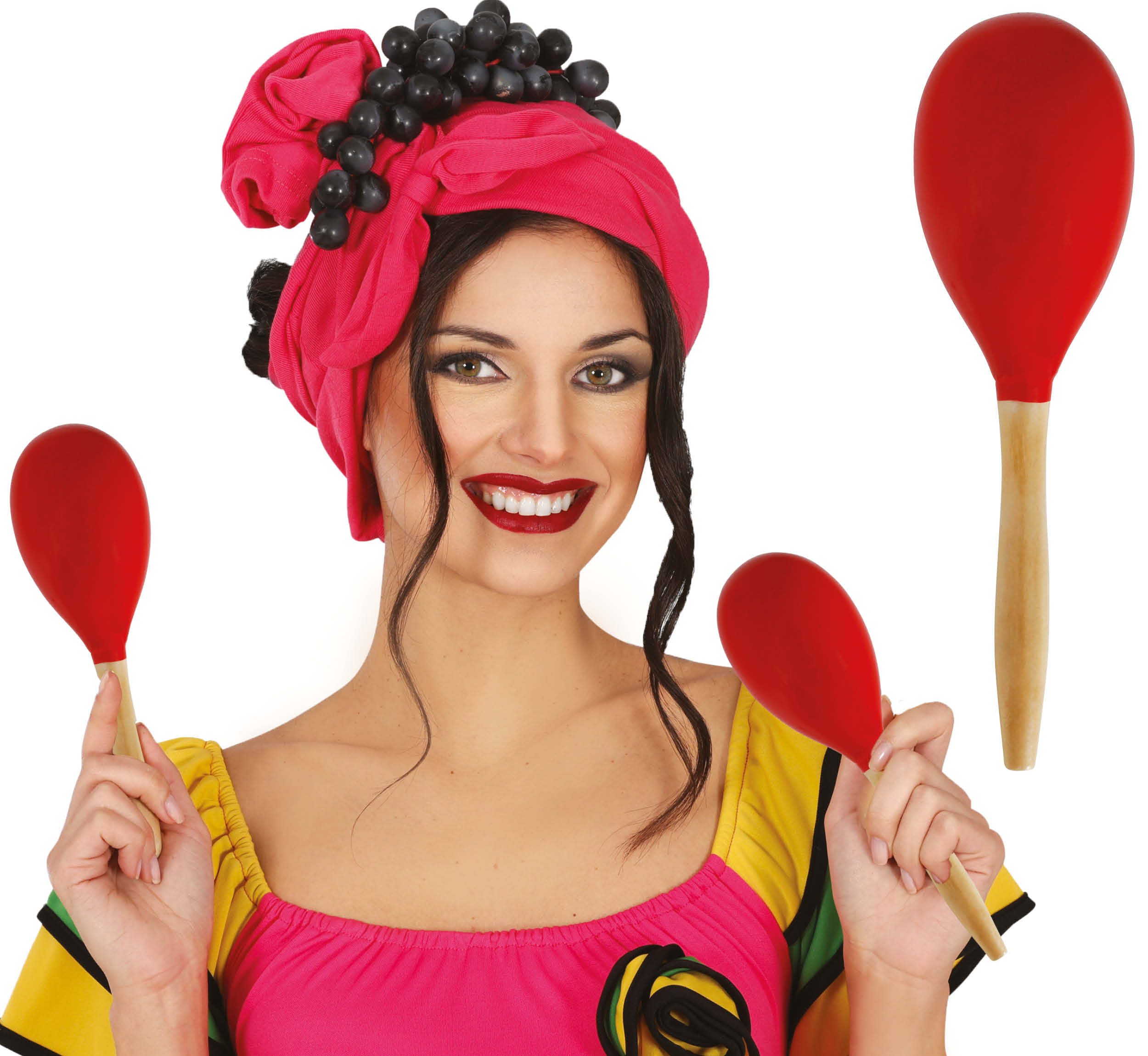 Fiestas Guirca Kostüm, Karneval Maracas Rot 20 cm Rhythmus Freude Tanz Instrument Fest Glanz