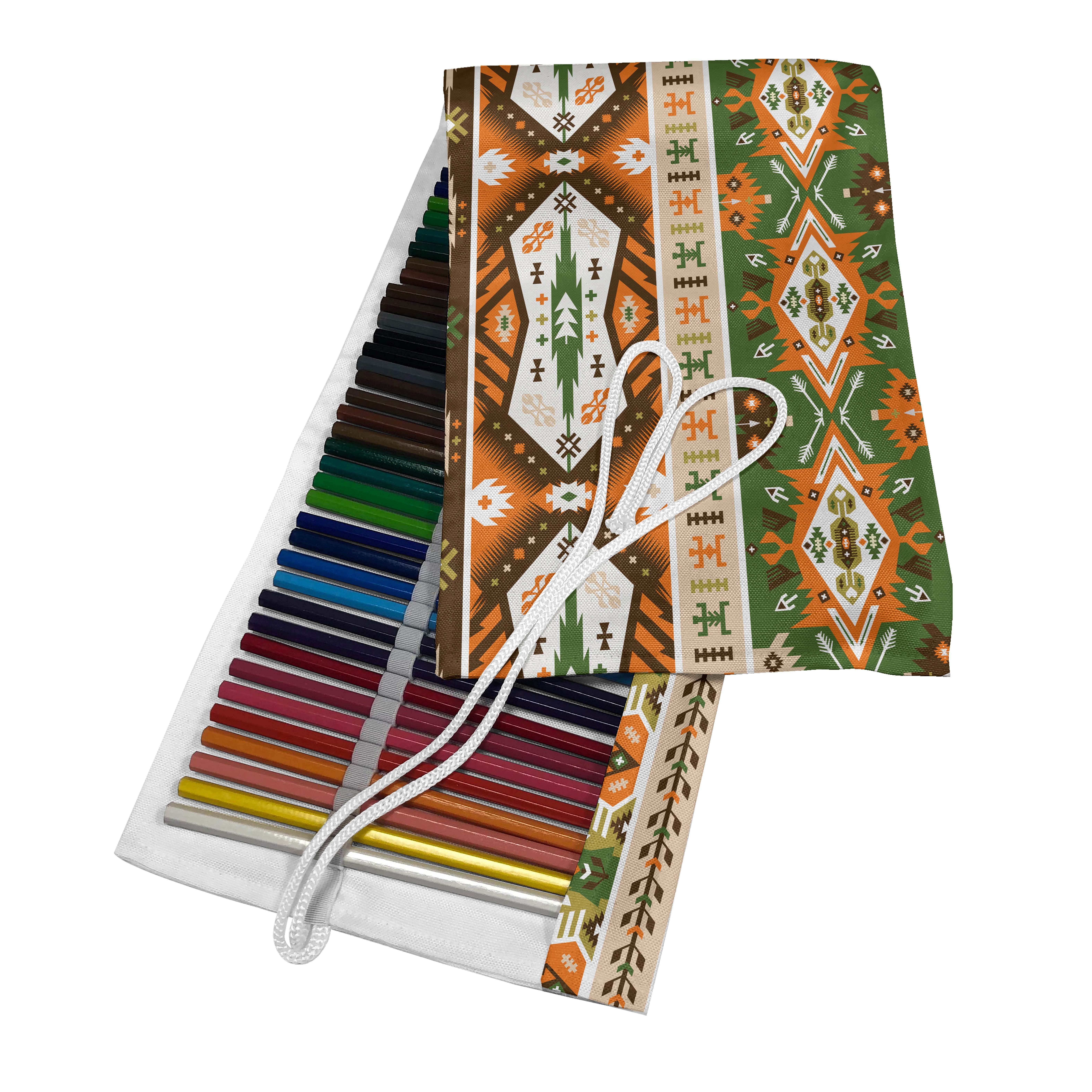 Abakuhaus Federmäppchen langlebig und tragbar Segeltuch Stiftablage Organizer, Stammes Aztec Maya-Art-Streifen