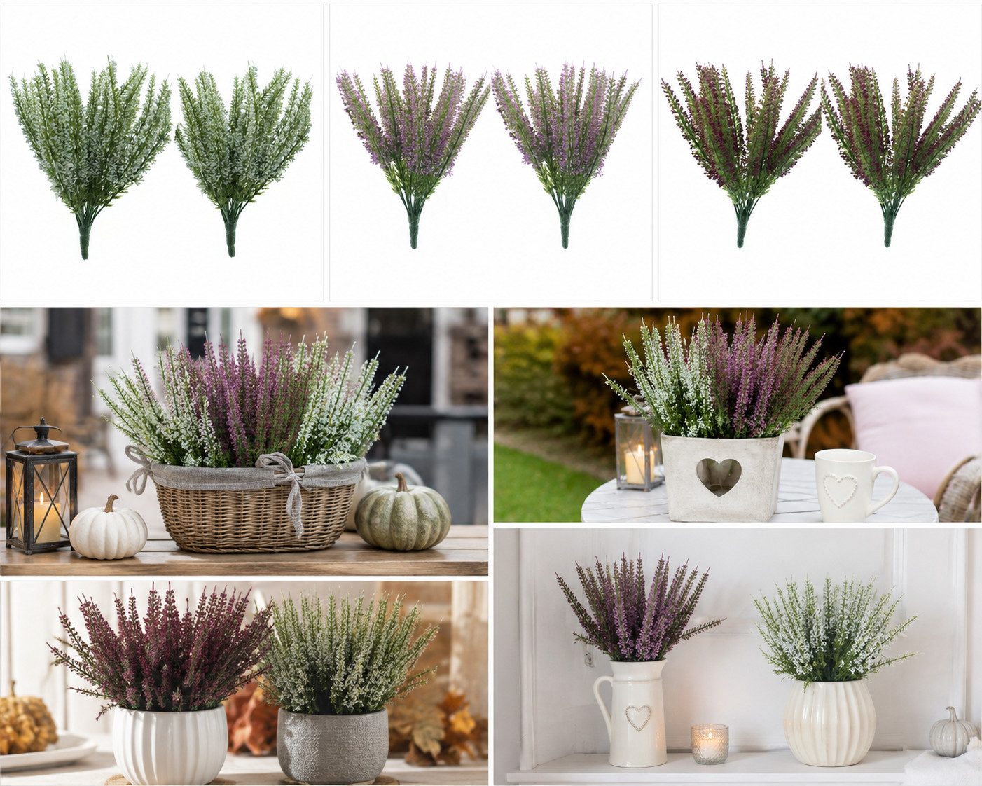 Kunstpflanze 2er Set Erika auf praktischen Steckstab Heidekraut 29cm, mucPlants – Bild 2 von 2