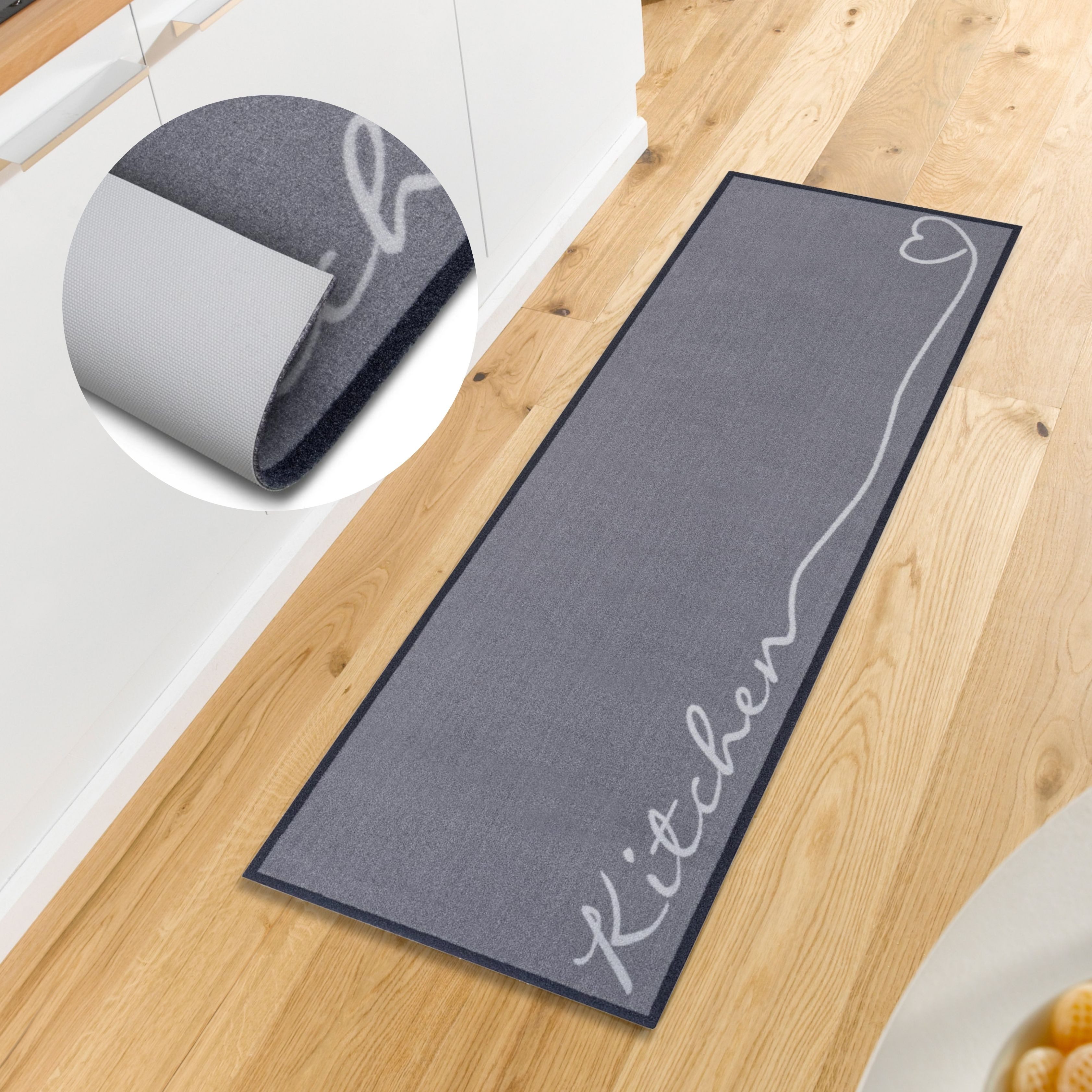 HANSE Home Küchenläufer Kitchen Herz, rechteckig, Höhe: 5 mm, Läufer, Rutschfest, Küchenteppich, Küche, Teppich, Pflegeleicht