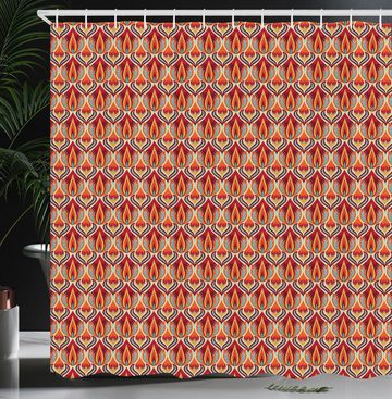Abakuhaus Duschvorhang Moderner Digitaldruck mit 12 Haken auf Stoff Wasser Resistent Breite 175 cm, Höhe 180 cm, Retro Repeating Kurvige Floral