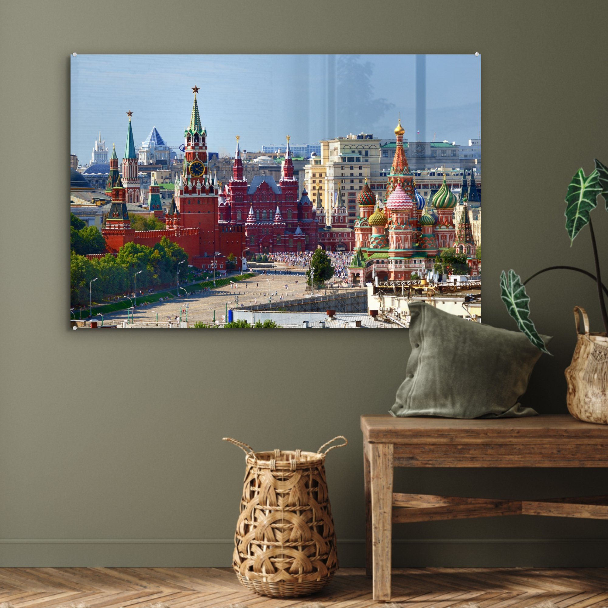 Wohnzimmer (1 MuchoWow Moskau, St), Acrylglasbilder Acrylglasbild in Platz & Roter Schlafzimmer