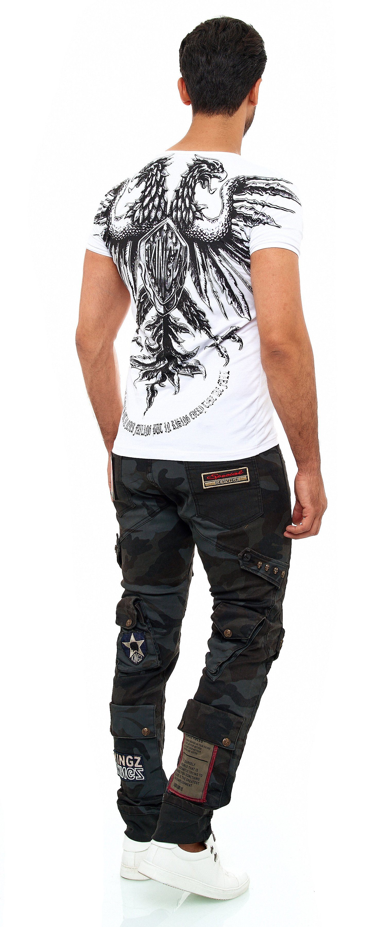 Jeans Bequeme KINGZ im stylischen Military-Look