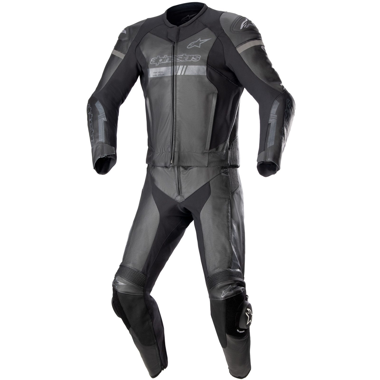 Motorradkombi Alpinestars GP Force Chaser 2tlg. Lederkombi schwarz / schwarz
