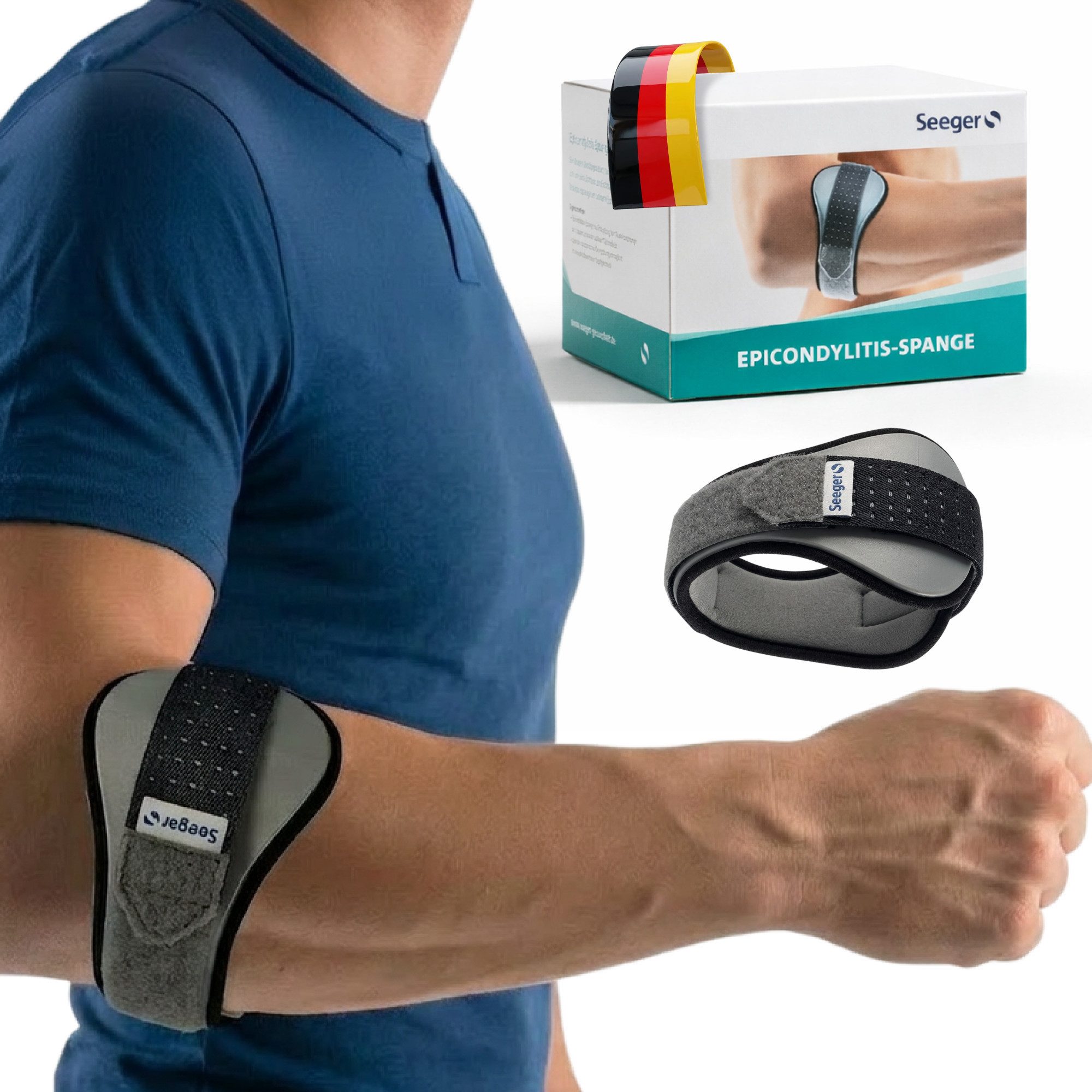 Seeger Gesundheitshaus Ellenbogenbandage Seeger Medizinische Epicondylitis-Spange Silber
