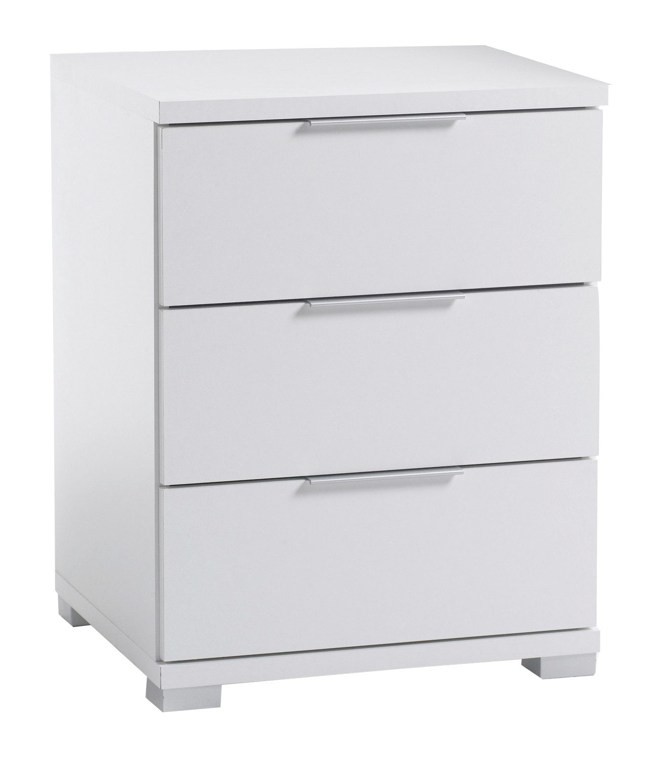 Pol-Power Nachttisch NAKO, Weiß matt, 3 Schubladen, B 46 x H 61 x T 42 cm