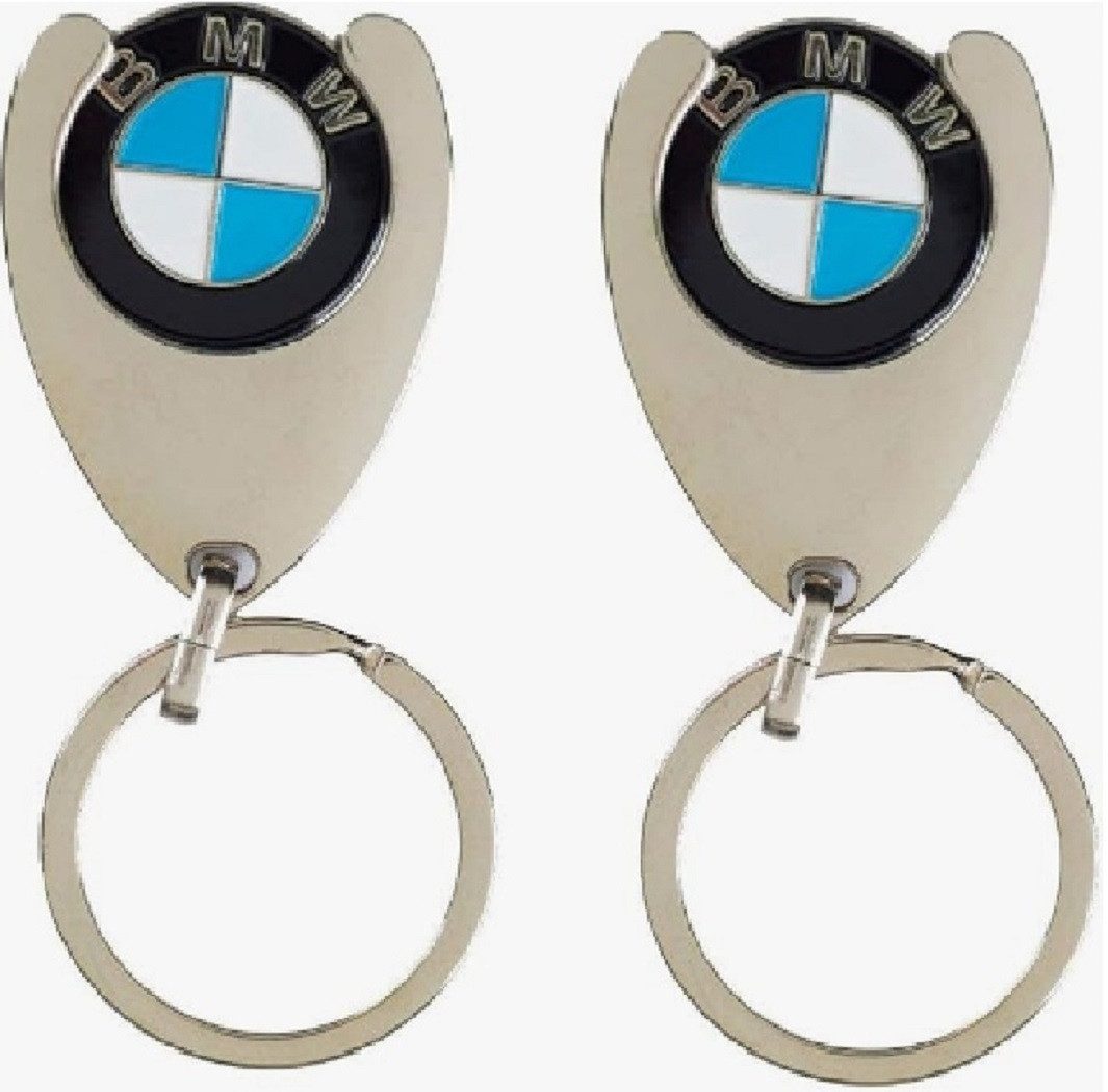 BMW Schlüsselanhänger 2x BMW Schlüsselanhänger Einkaufswagenchip Edelstahl 23 mm Logo (10-tlg)