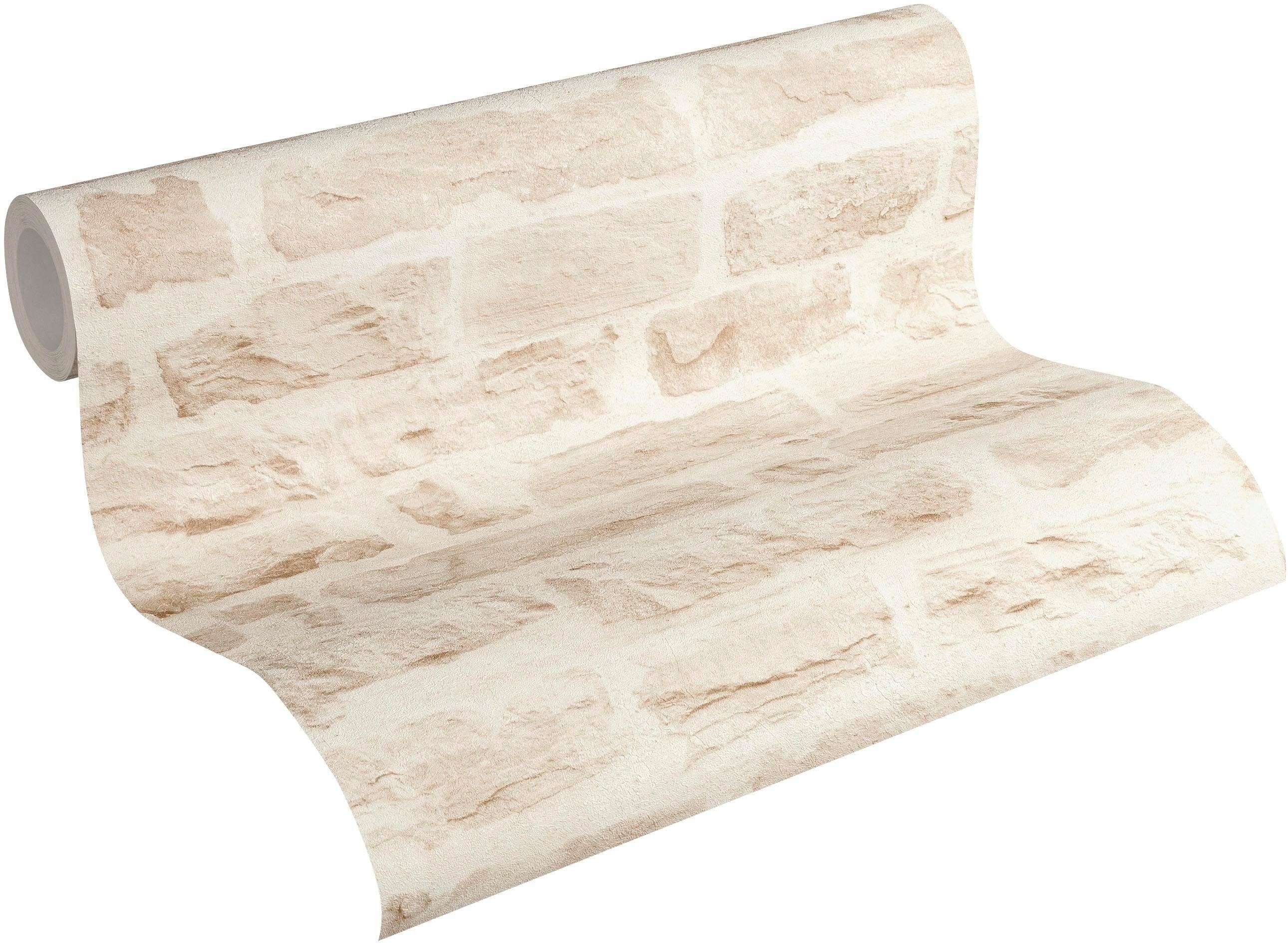 living walls Vliestapete Best of Wood`n Stone, leicht strukturiert, Steinoptik, urban, realistisch, (1 St), Struktur Tapete Stein Tapeten Wohnzimmer Schlafzimmer Küche Flur Optik