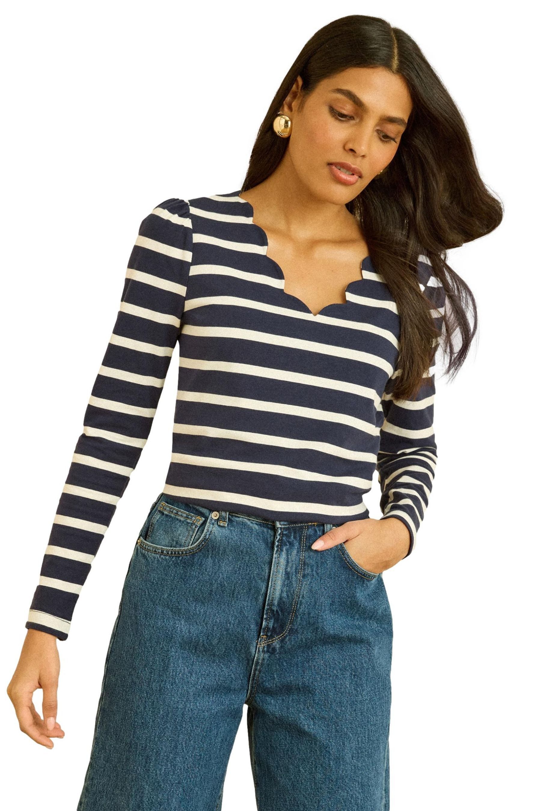 Navy and Ivory Stripe