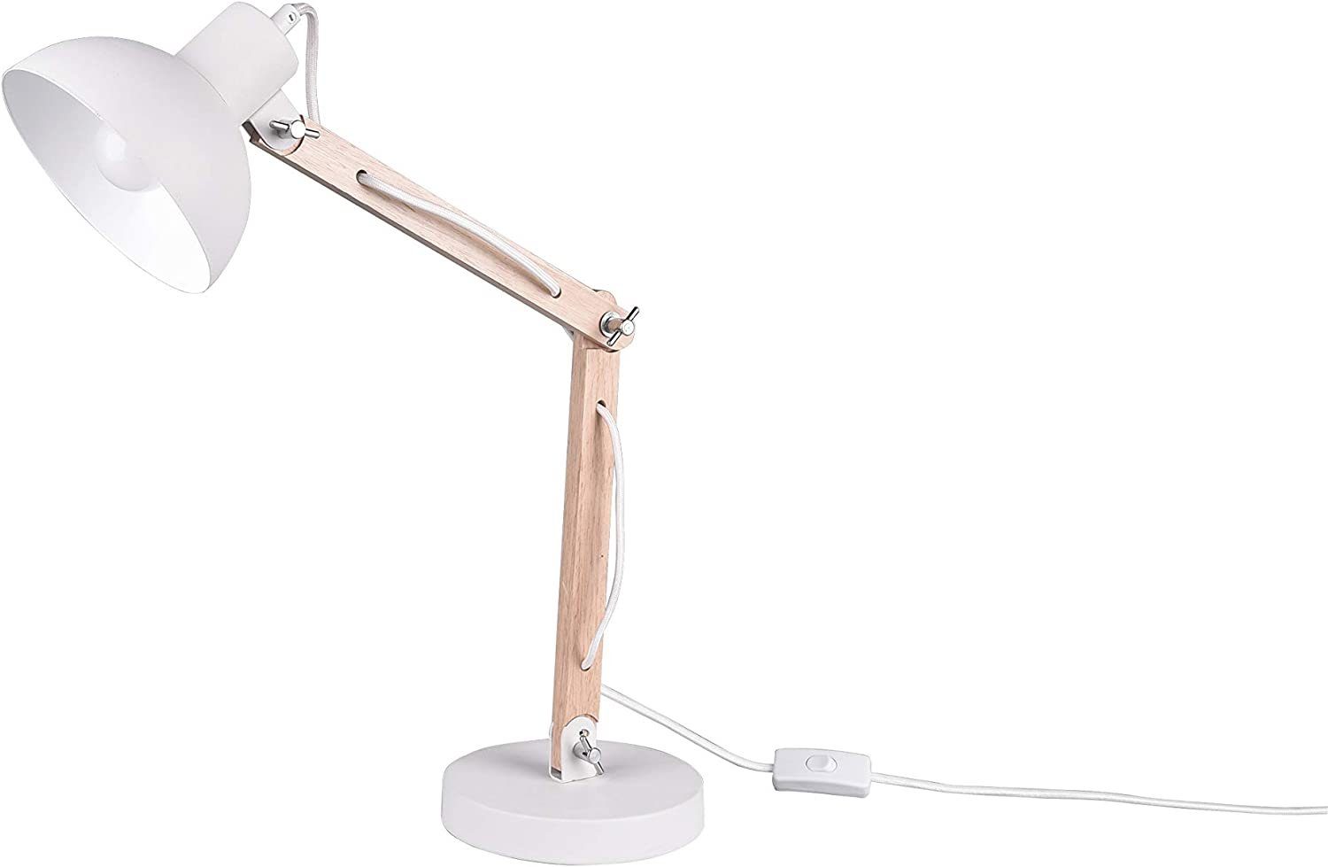 lightling Schreibtischlampe Woody, ohne Leuchtmittel, abhängig vom Leuchtmittel, Design, Holzoptik, flexibel verstellbar weiß